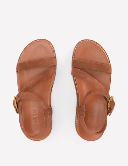 Chunky Asymmetric Sandal-Tan Suede-5