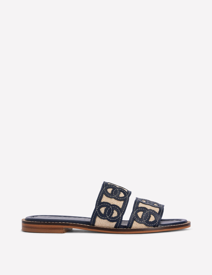Interlocked Flat Sandal-Navy