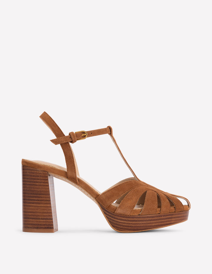 Platform Cage Sandal-Tan
