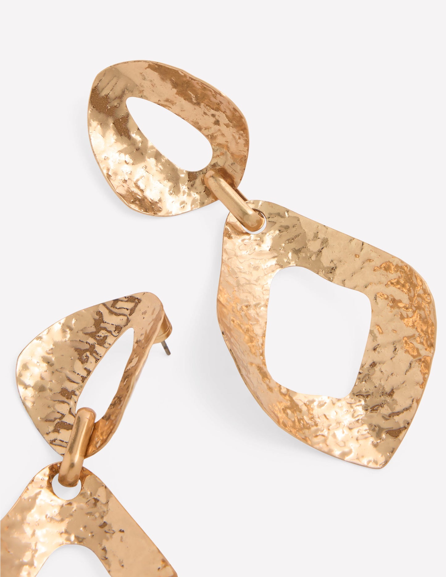 Hammered Double Earrings-Gold Colour