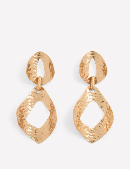 Hammered Double Earrings-Gold Colour-1