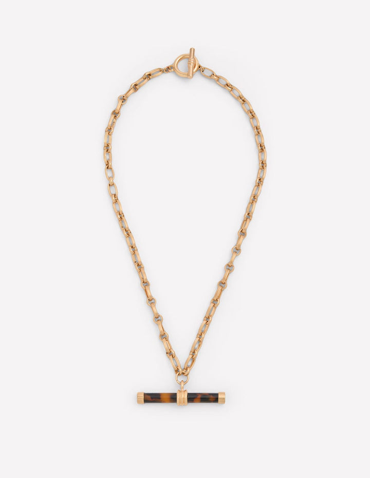 Resin Interest T-bar Necklace-Classic Tort