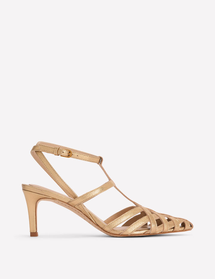 Cage Front Heels-Gold