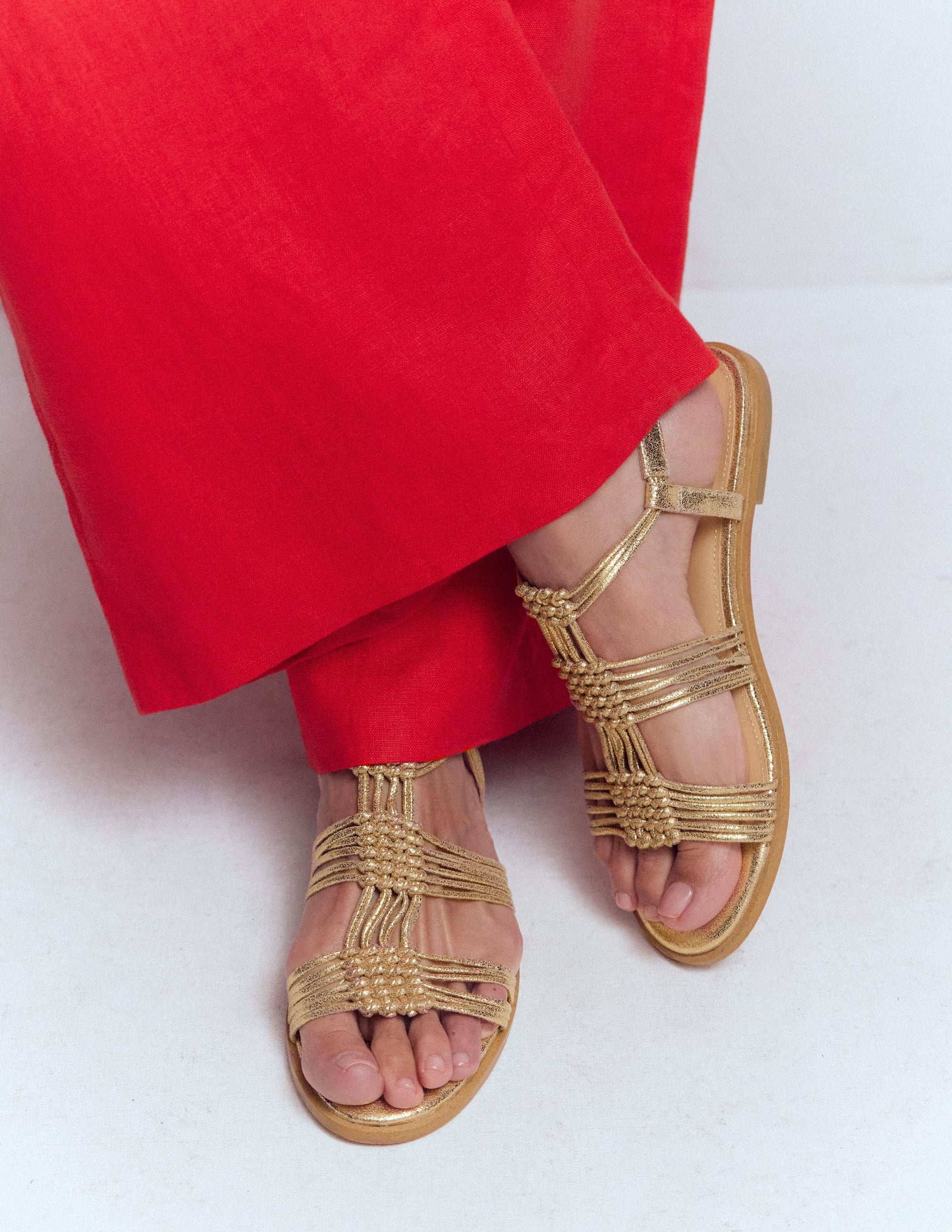 Multi Strap Knot Sandal-Gold - Image 2