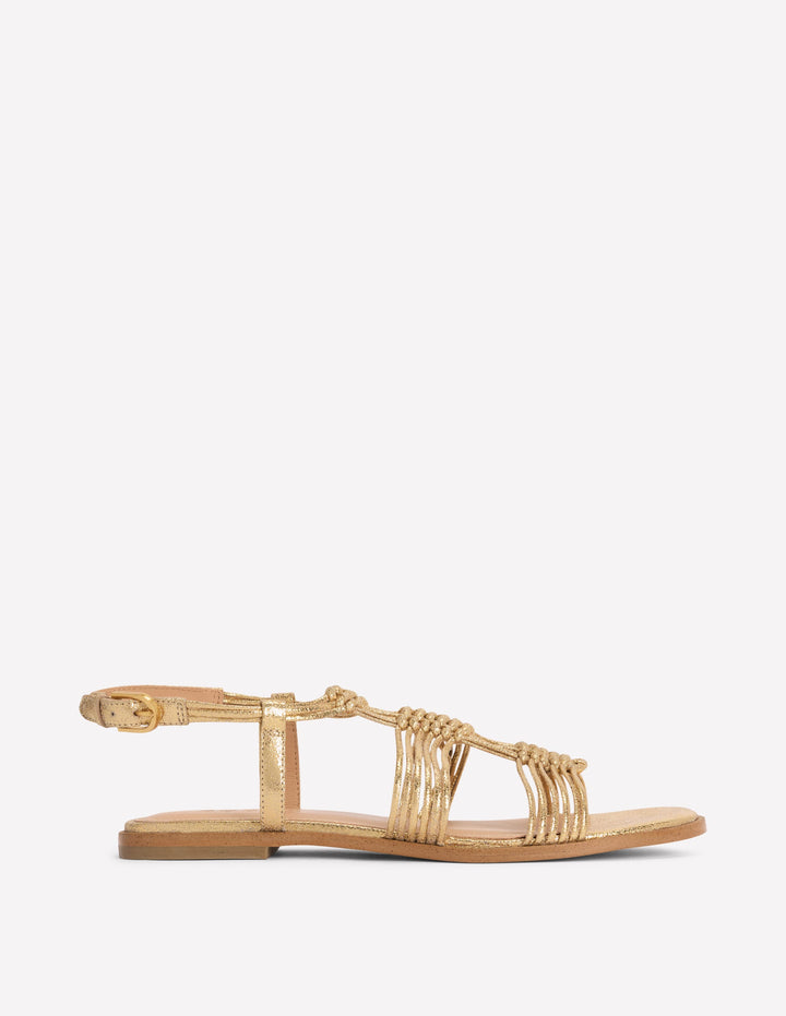 Multi Strap Knot Sandal-Gold
