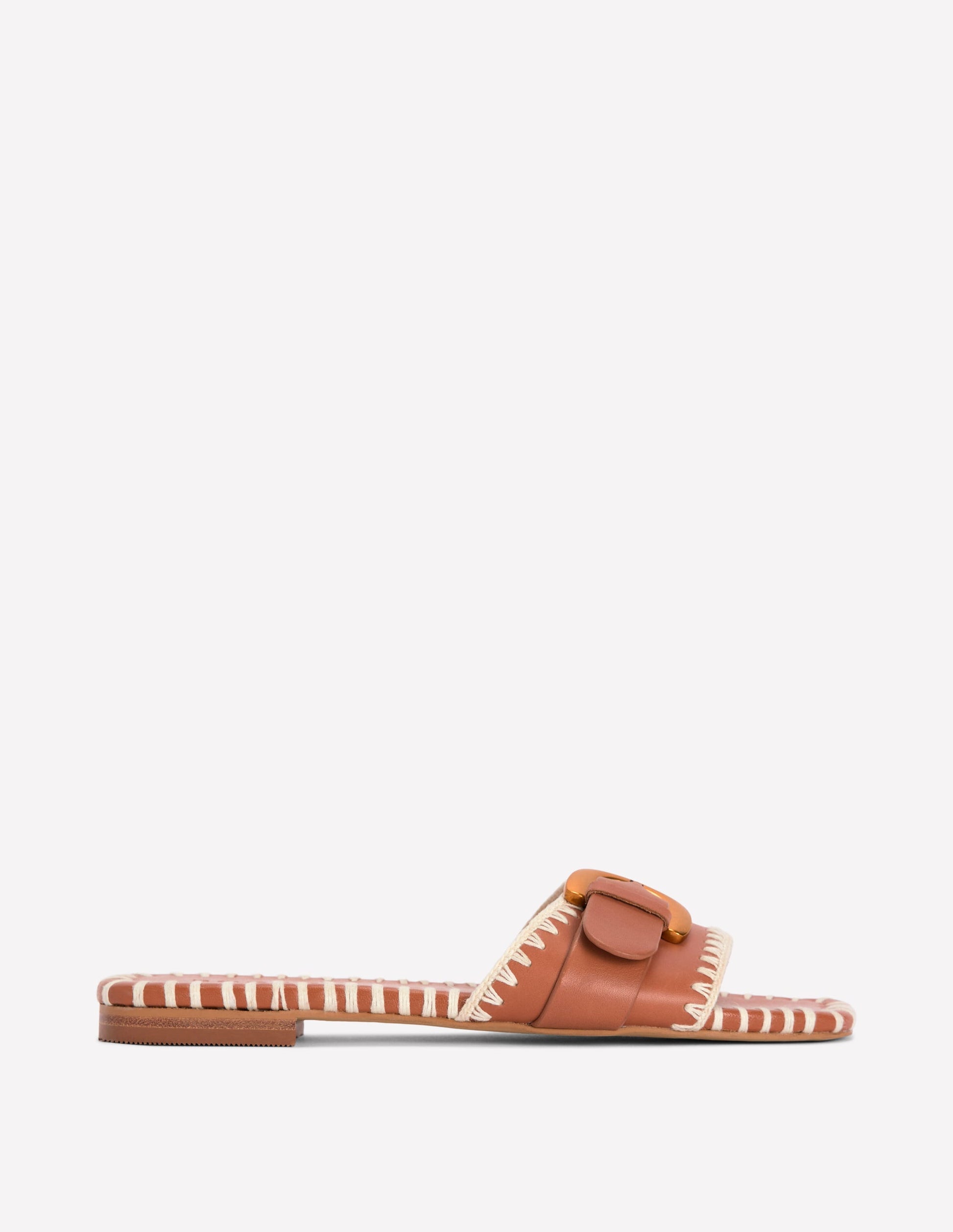 Trim Detail Flat Sandal-Tan-1