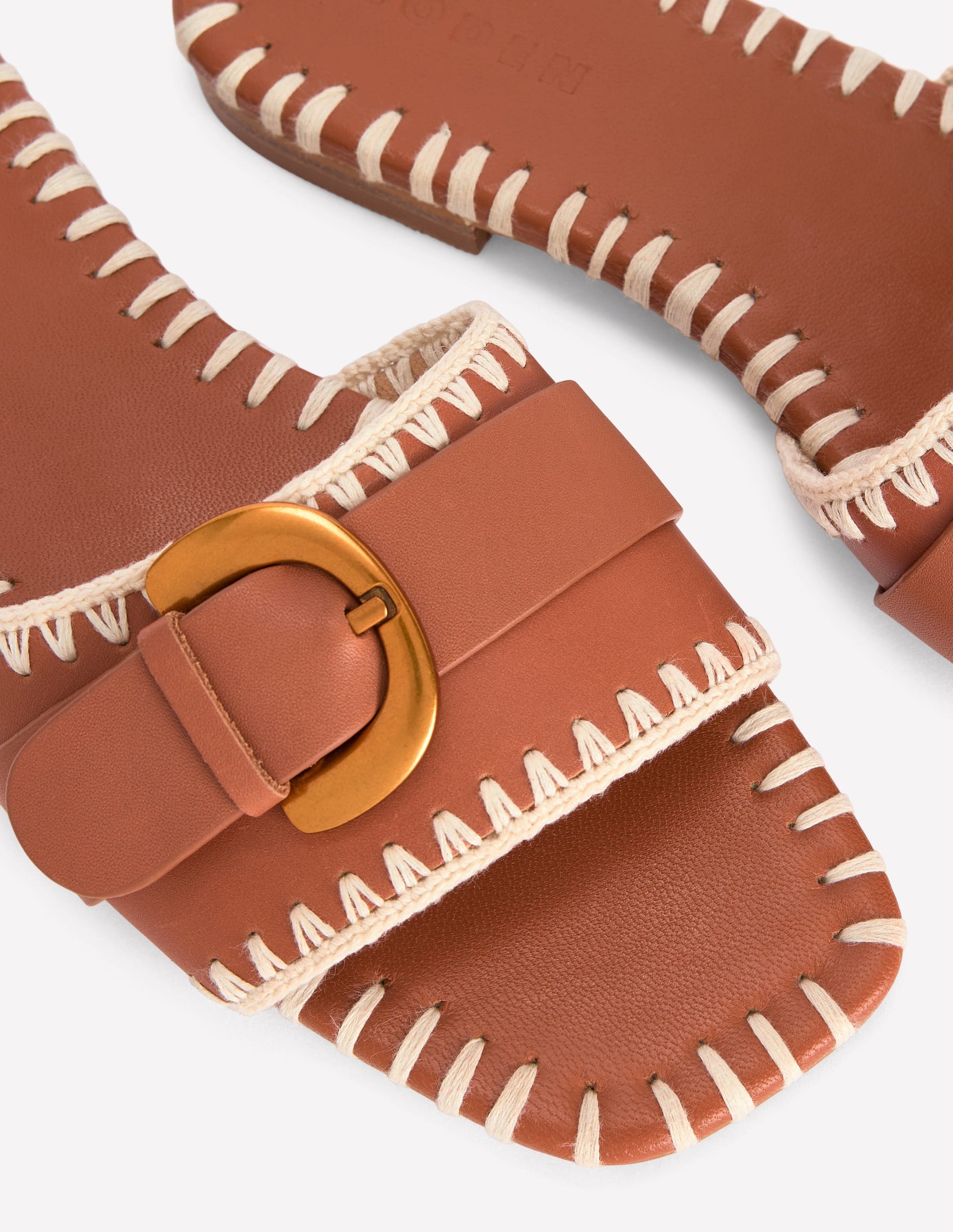 Trim Detail Flat Sandal-Tan-4