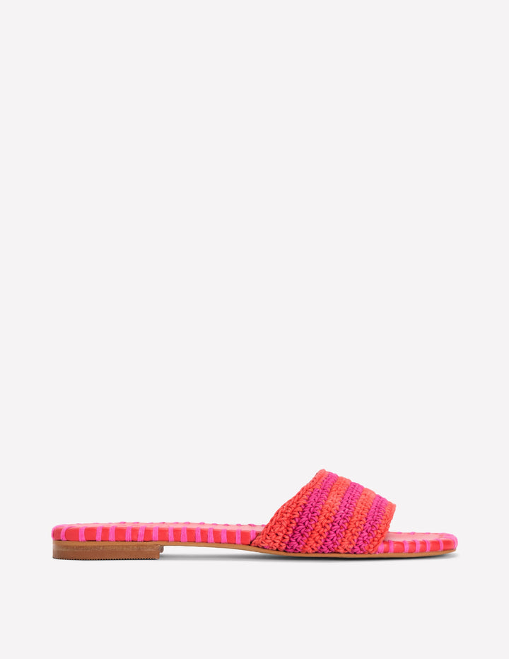 Trim Detail Flat Sandal-Pink Peony/Orange Stripe
