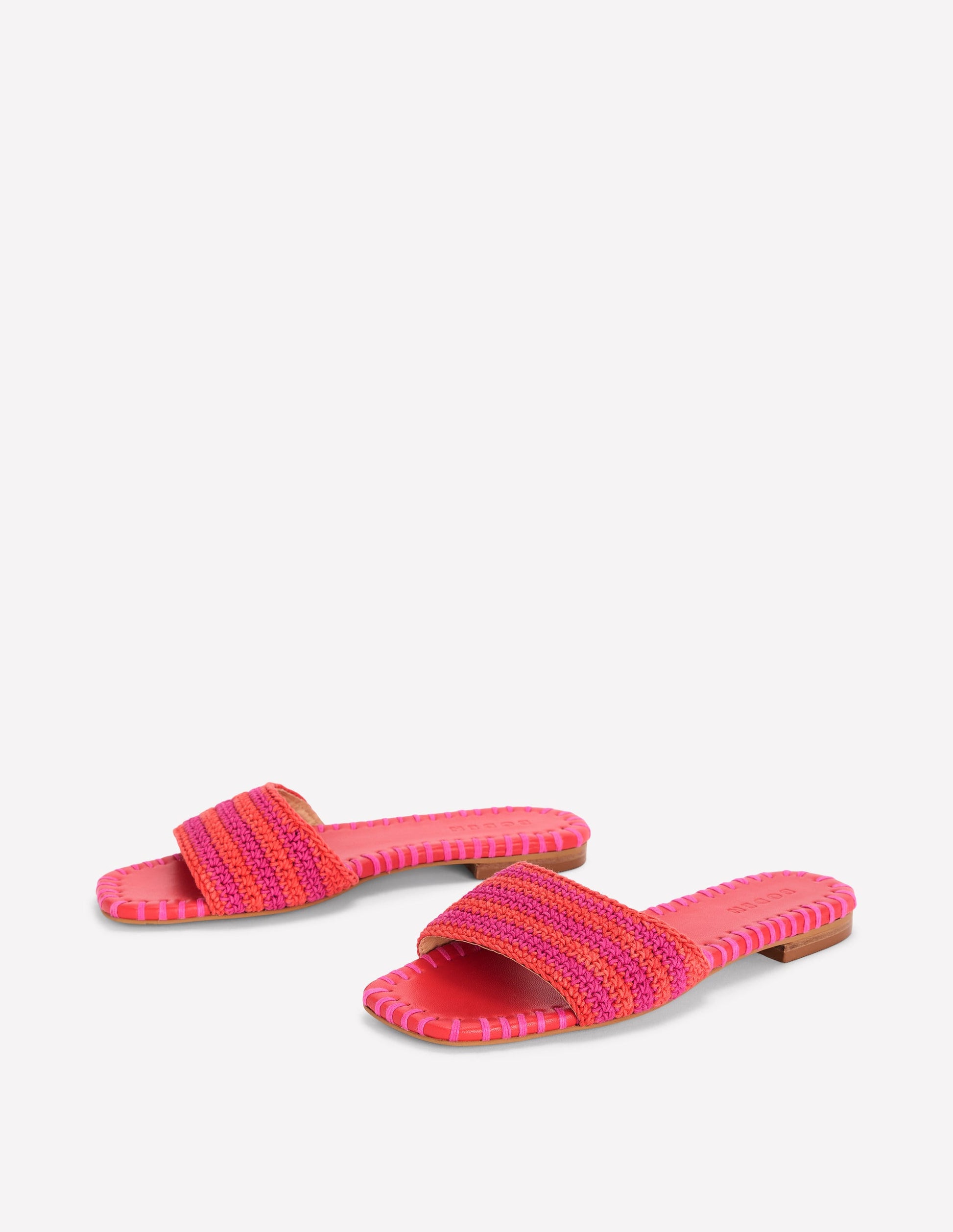 Trim Detail Flat Sandal-Pink Peony/Orange Stripe-3