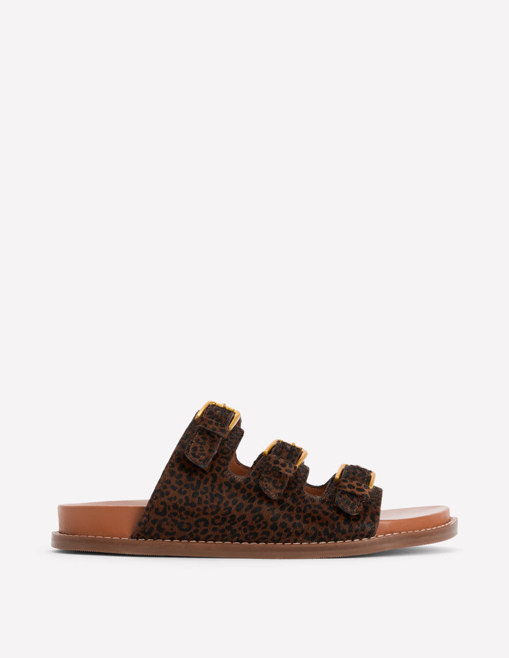 Triple Strap Footbed Sandal-Leopard