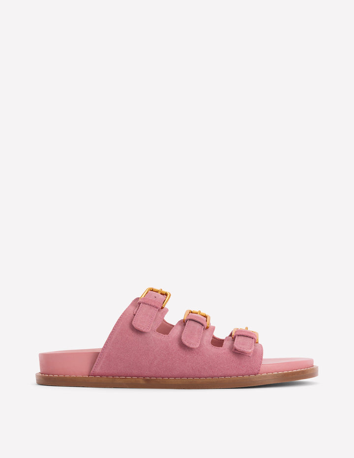 Triple Strap Footbed Sandal-Dusty Pink
