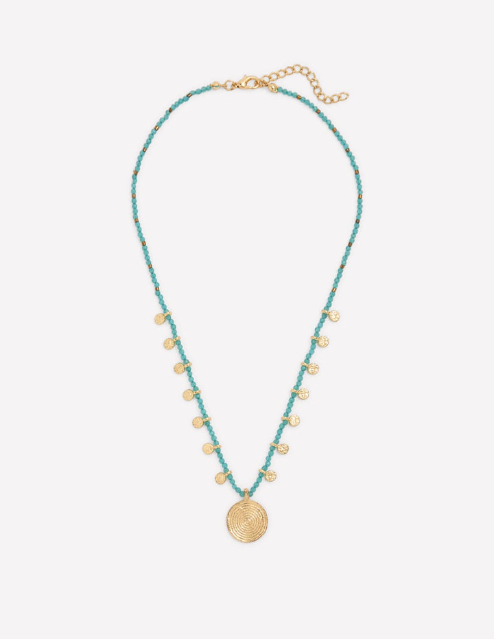 Short Bead Strand Necklace-Blue