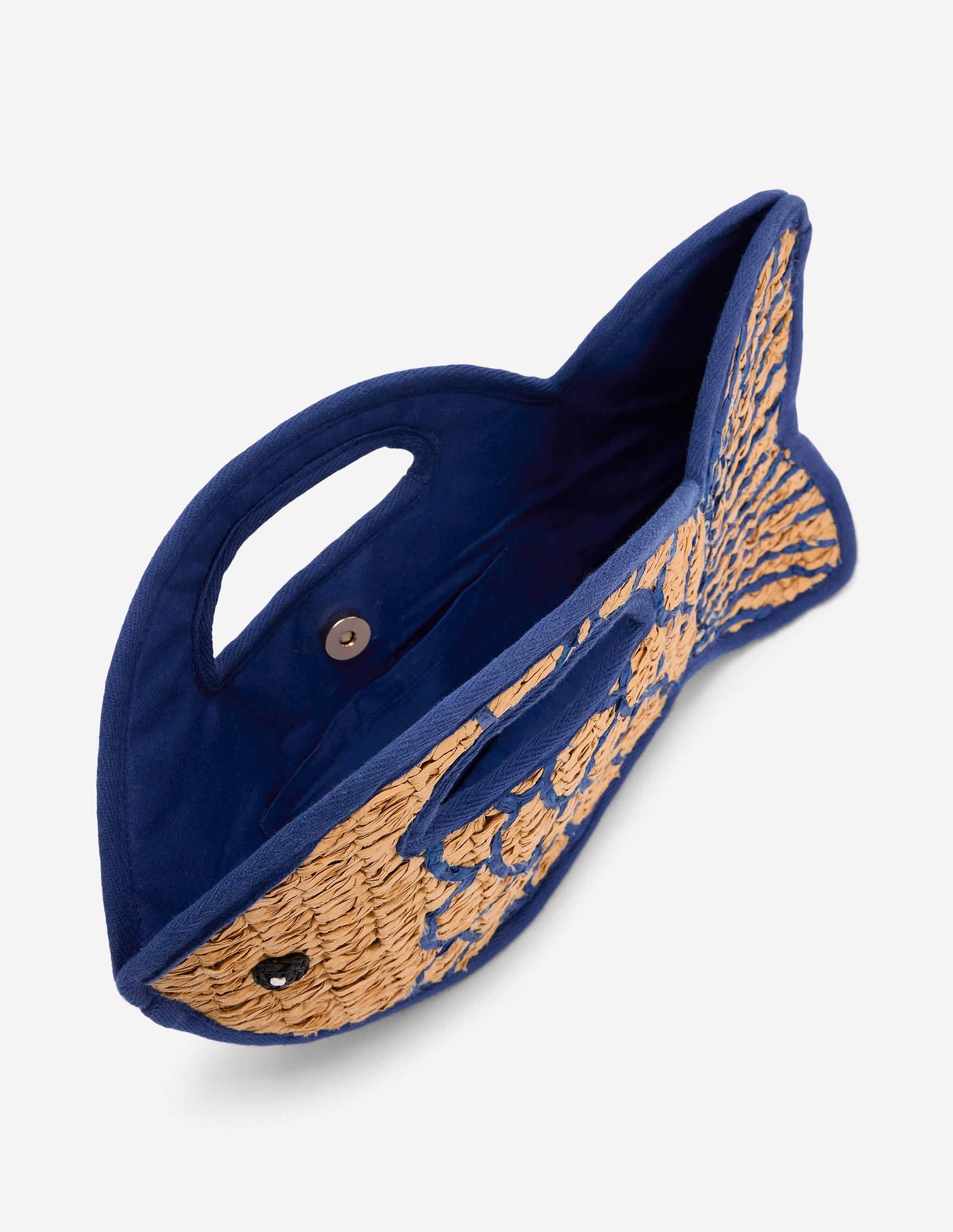 Novelty Fish Clutch-Natural/Bright Blue - Image 5