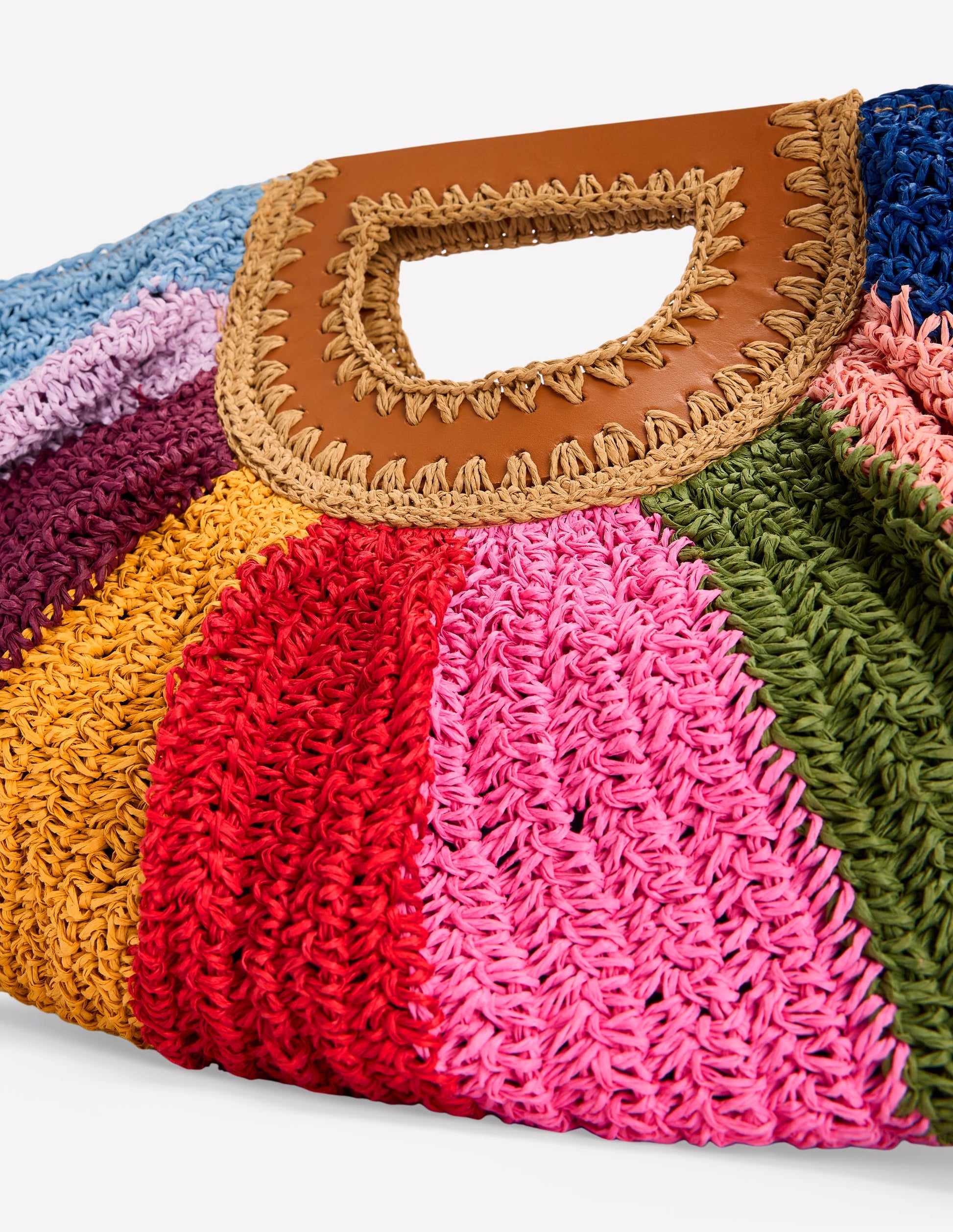 Raffia Moon Clutch-Multi Stripe-4