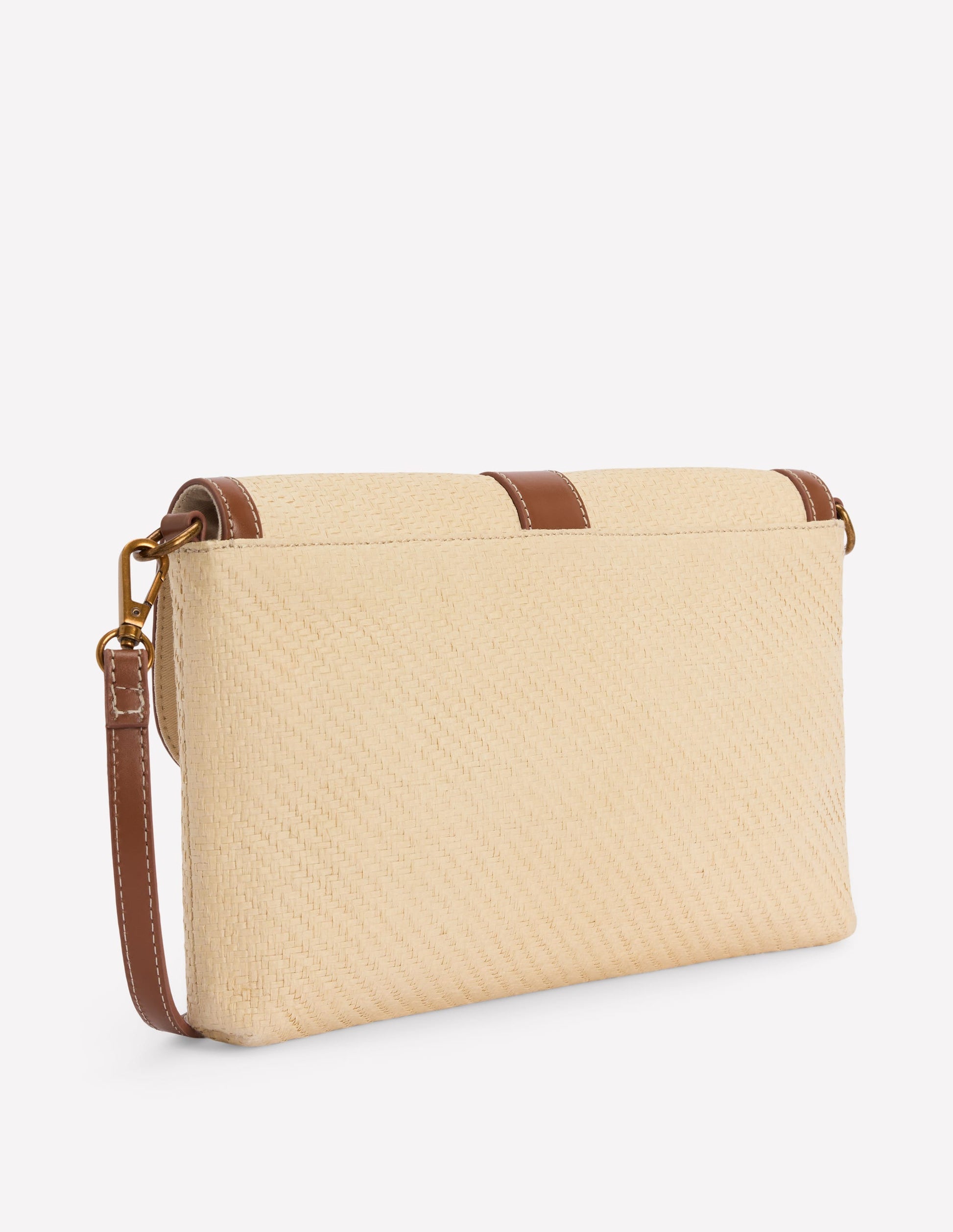 Buckle Crossbody Bag-Natural Raffia-3