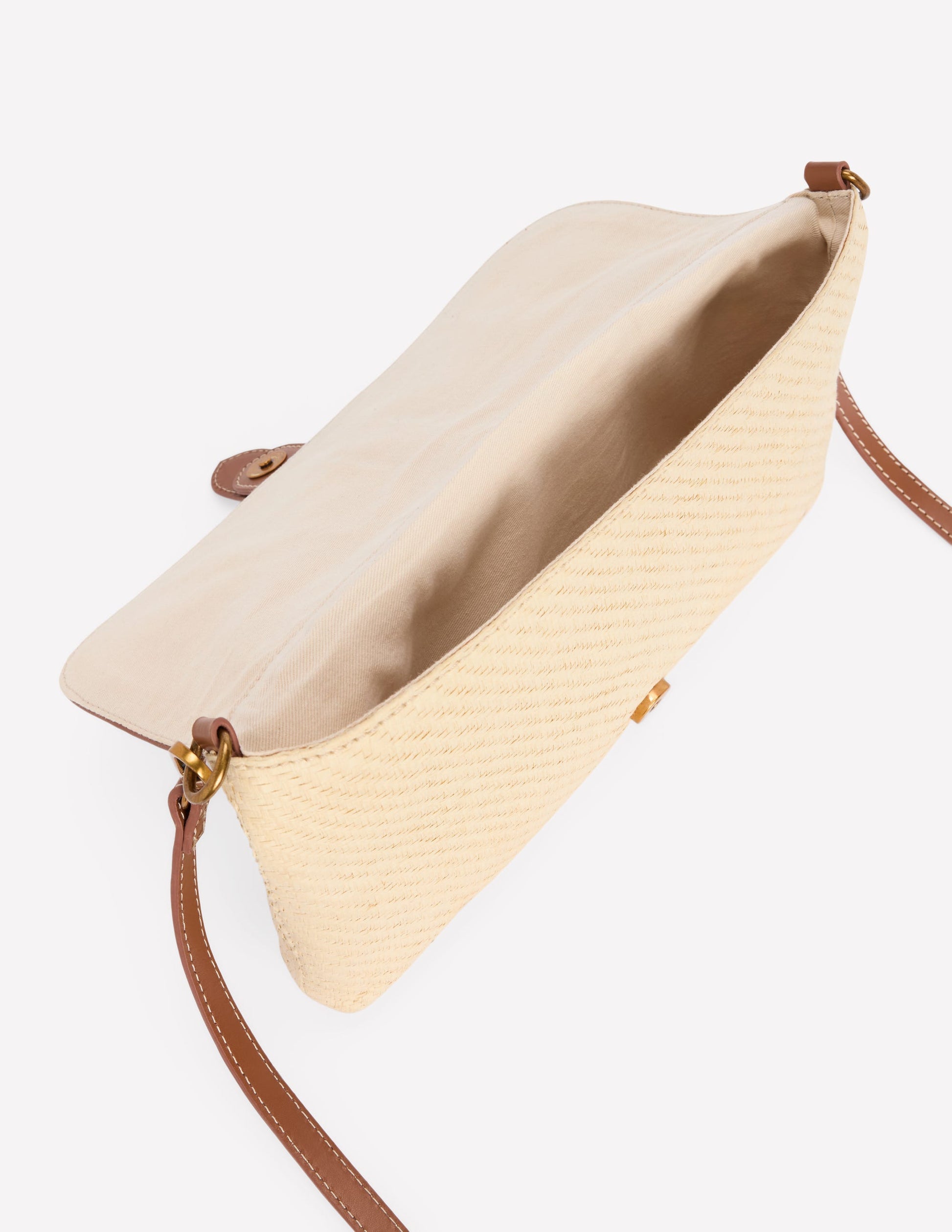 Buckle Crossbody Bag-Natural Raffia-5