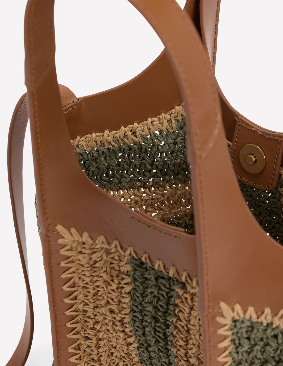 Mini Straw Tote-Khaki/Natural Stripe - Image 4