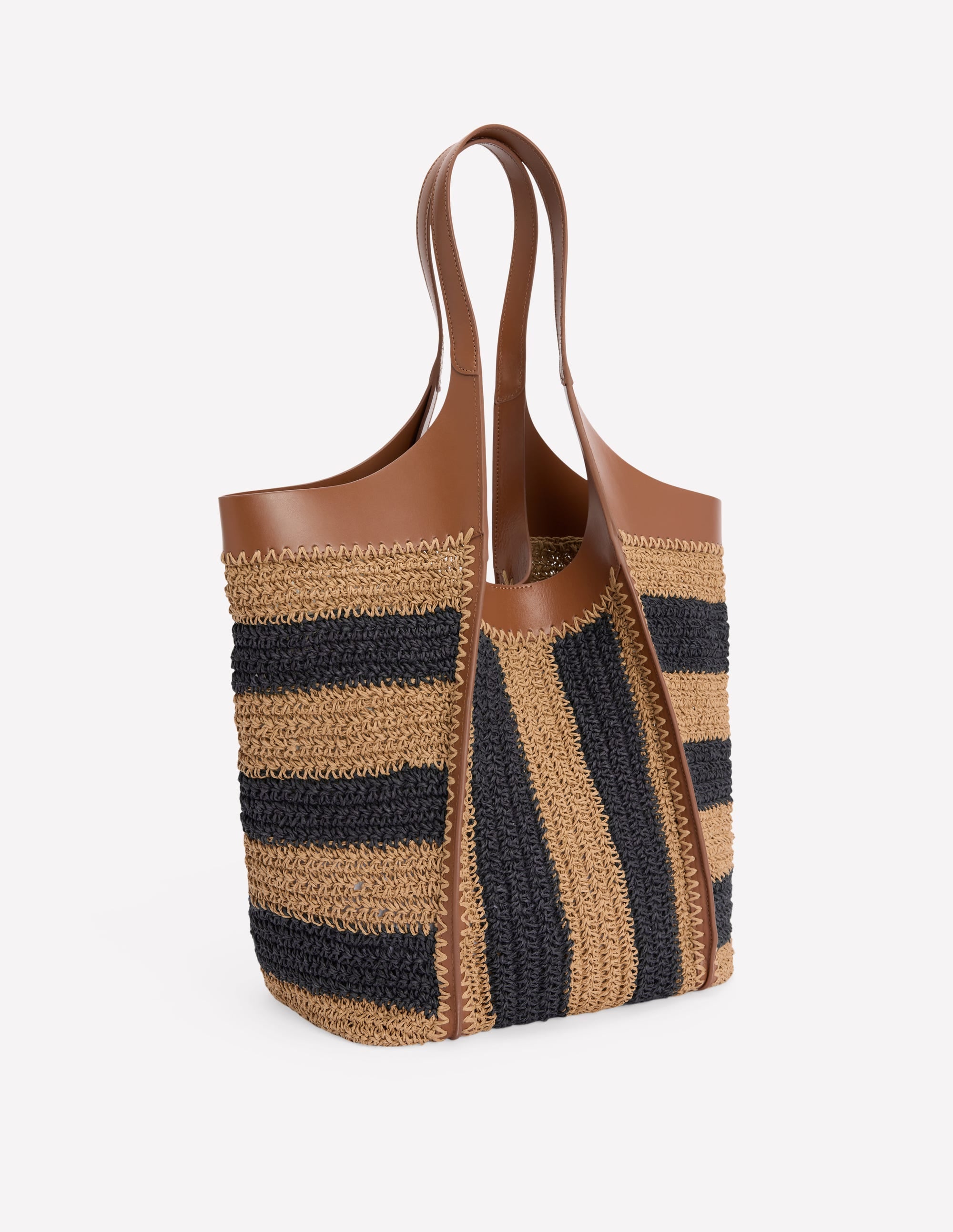 Straw Tote-Navy/Natural Stripe - Image 4