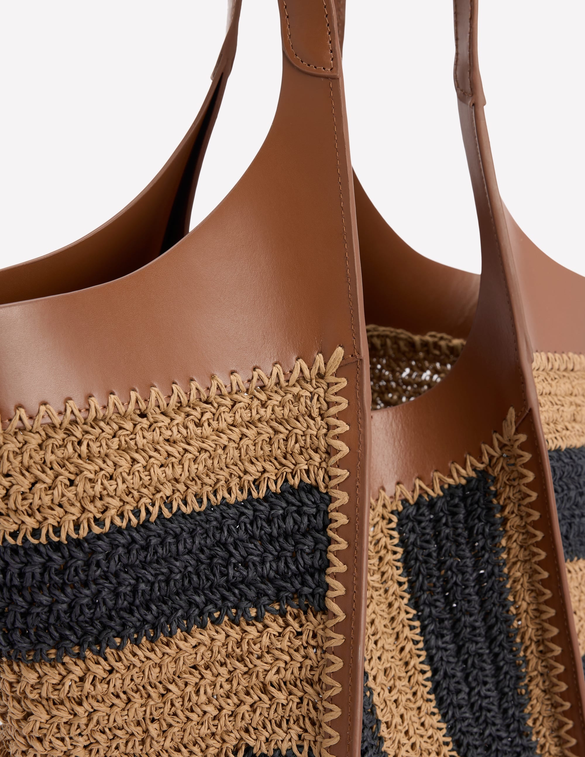 Straw Tote-Navy/Natural Stripe - Image 5