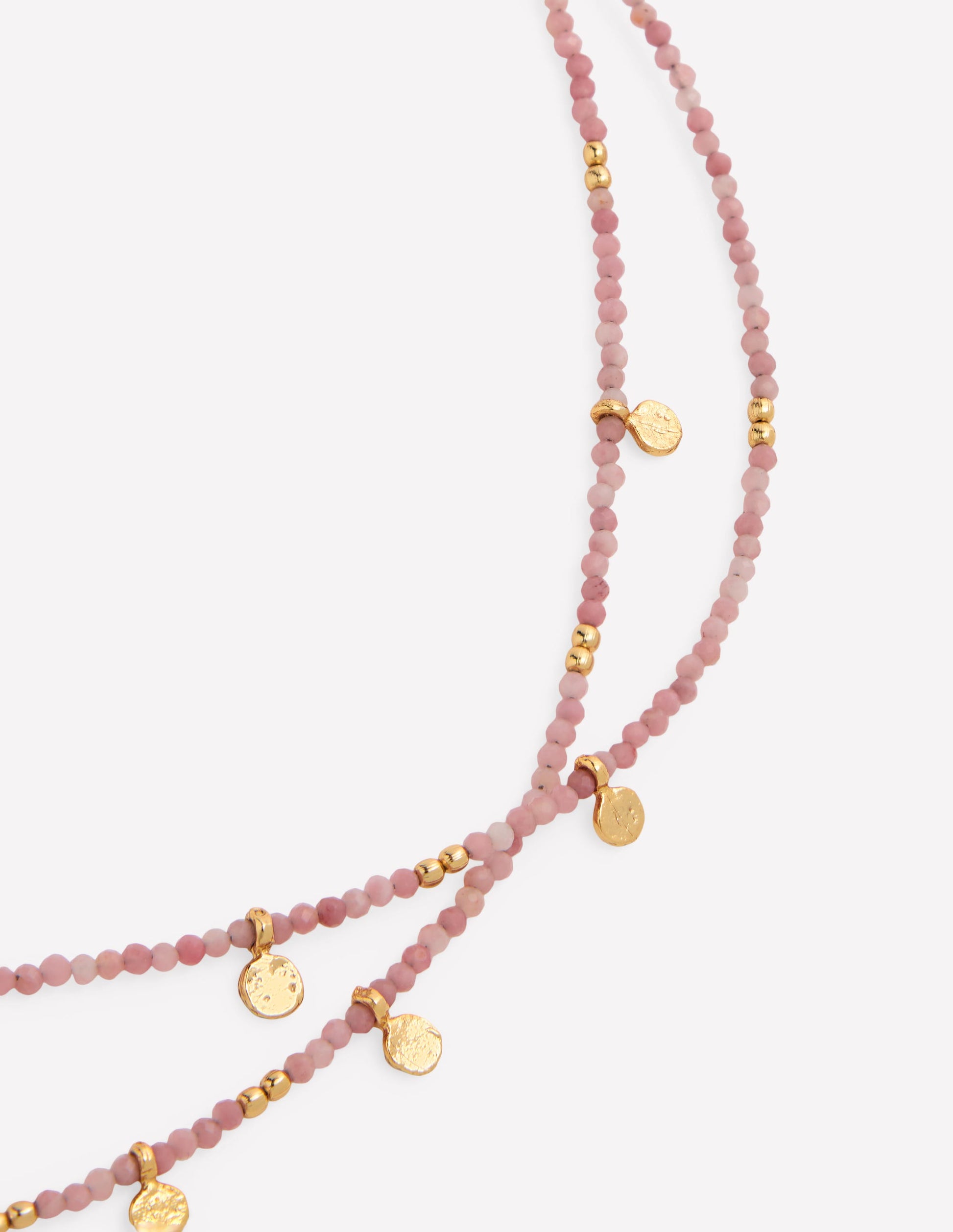 Double Strand Bead Necklace-Pink-4