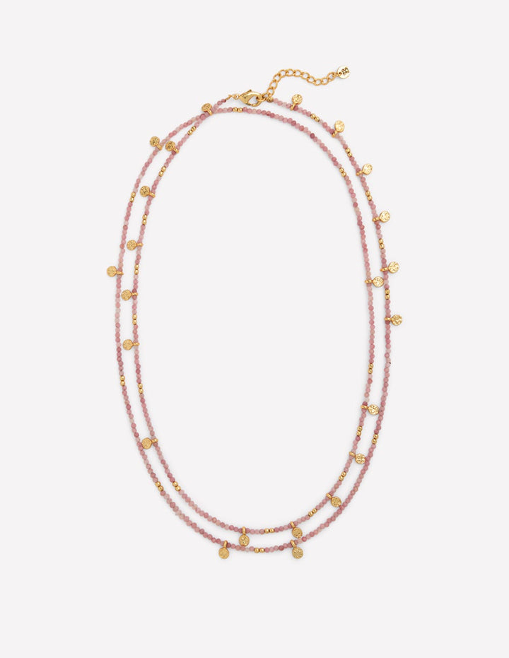 Double Strand Bead Necklace-Pink