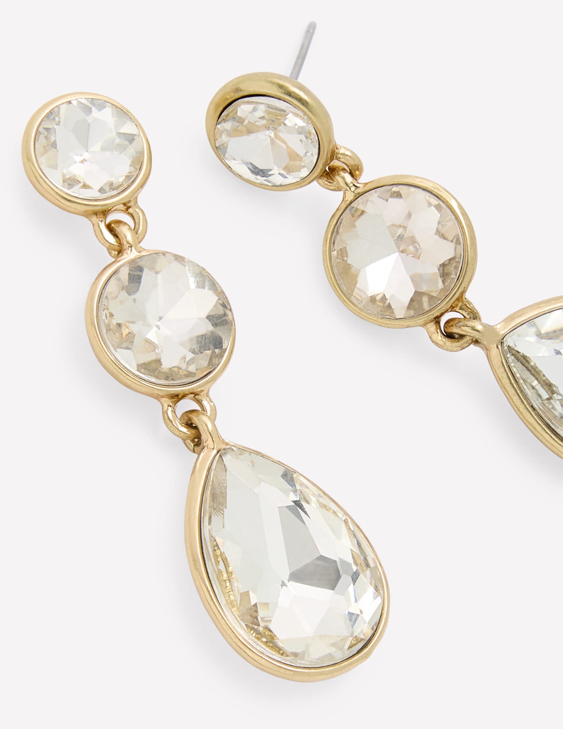 Small Jewel Drop Earrings-Clear-3