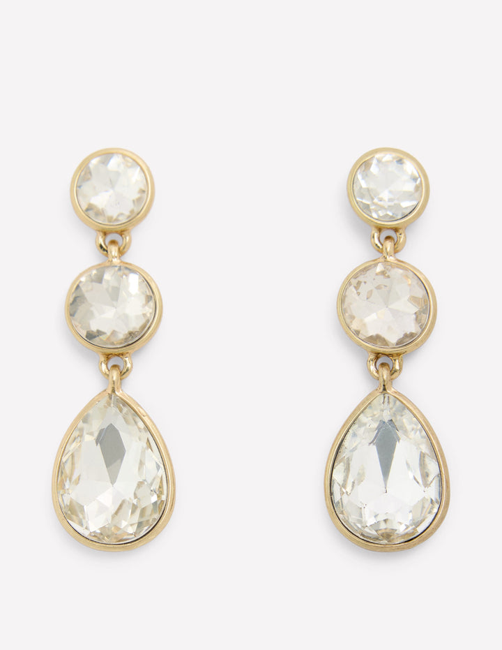 Small Jewel Drop Earrings-Clear