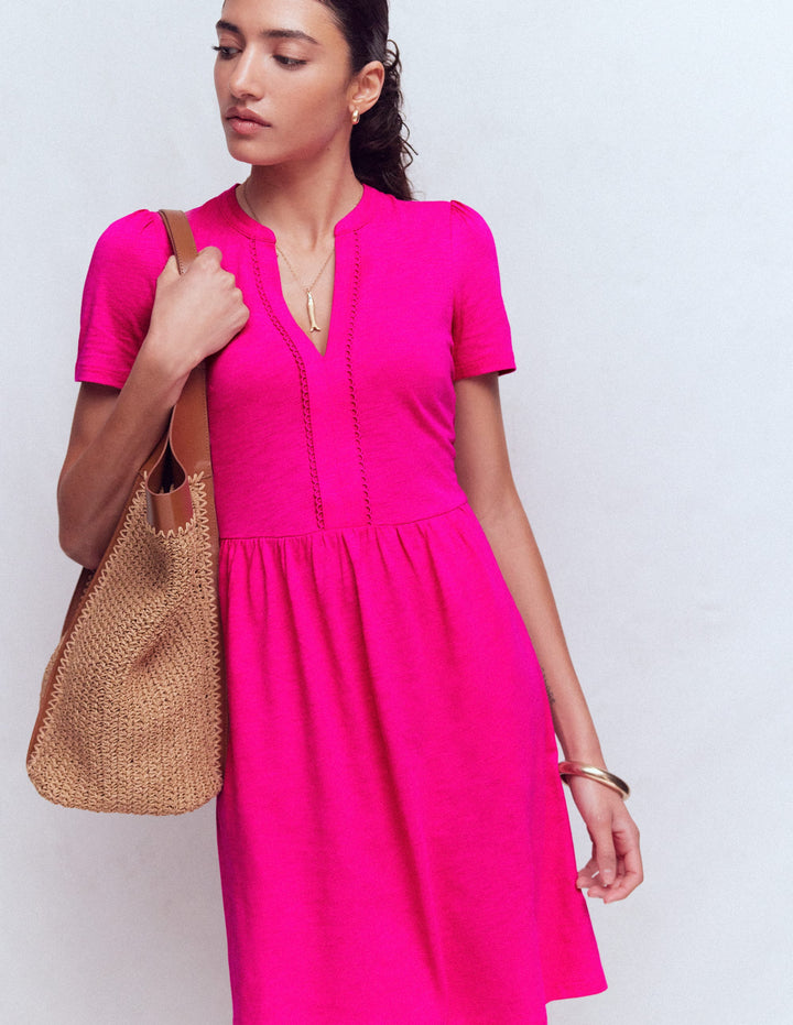 Naomi Short Jersey Dress-Pink Peony