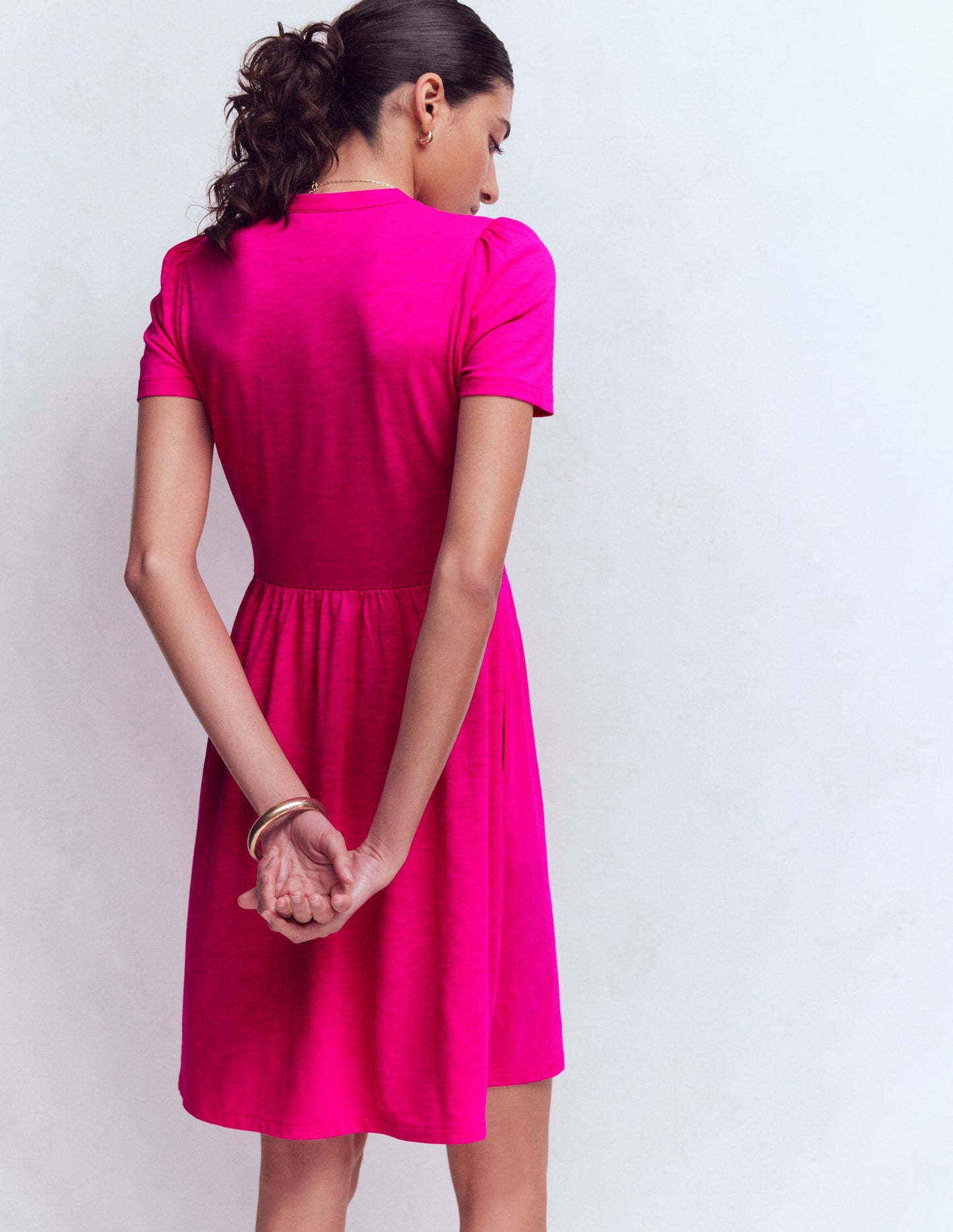 Naomi Short Jersey Dress-Pink Peony