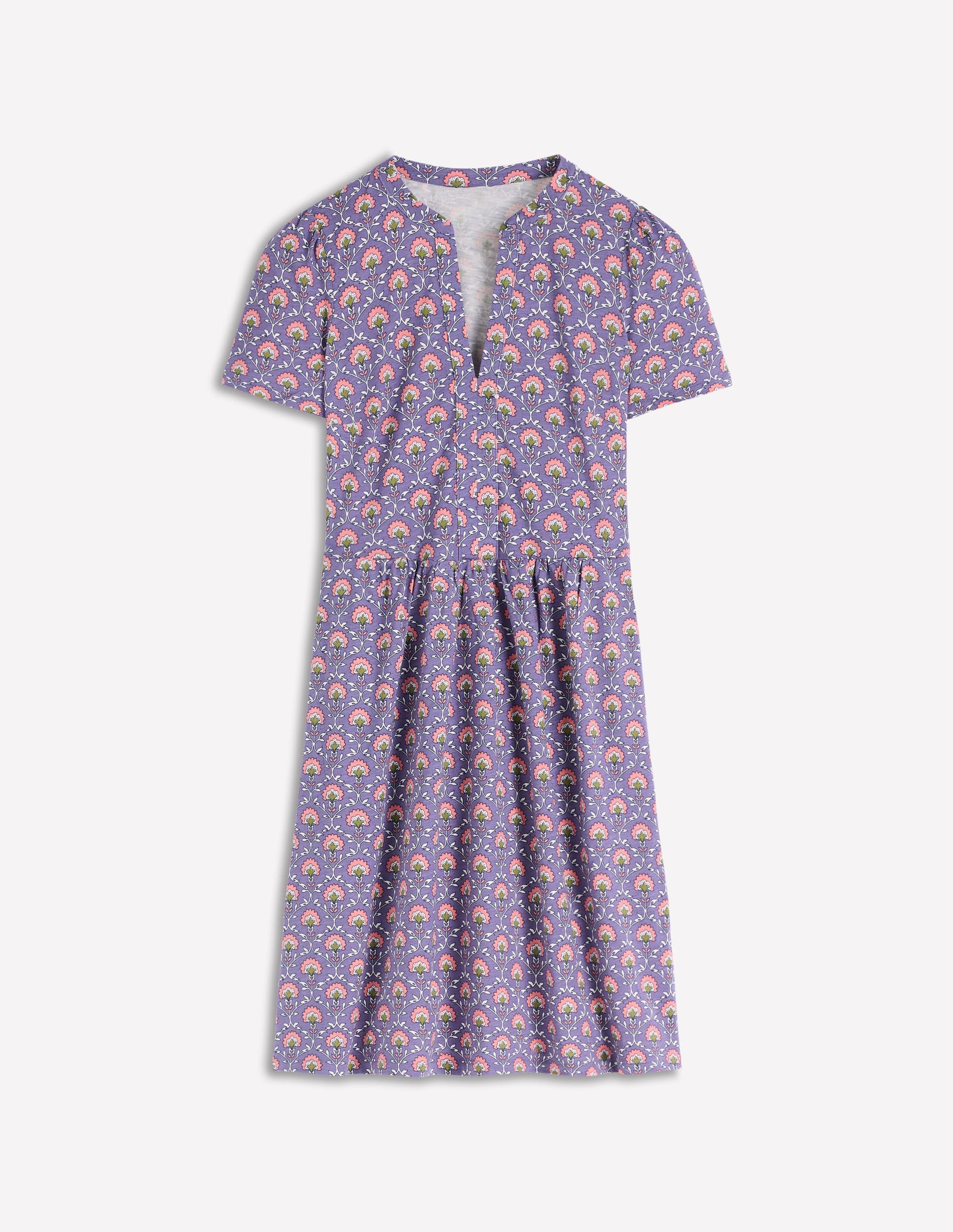 Naomi Short Sleeve Dress-Purple Thistle, Flower Lattice-5
