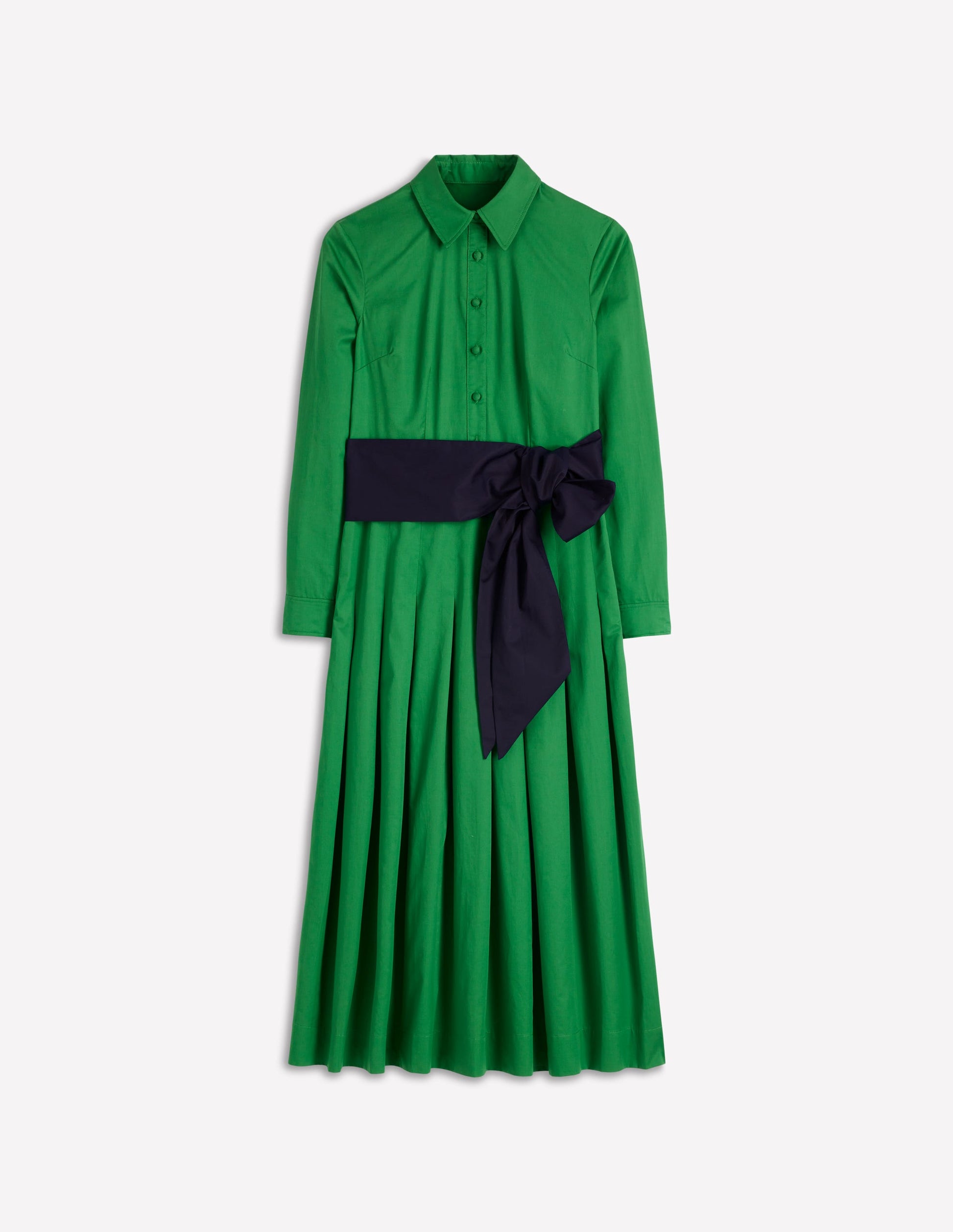Maxi Pleated Bow Dress-Green Navy-6