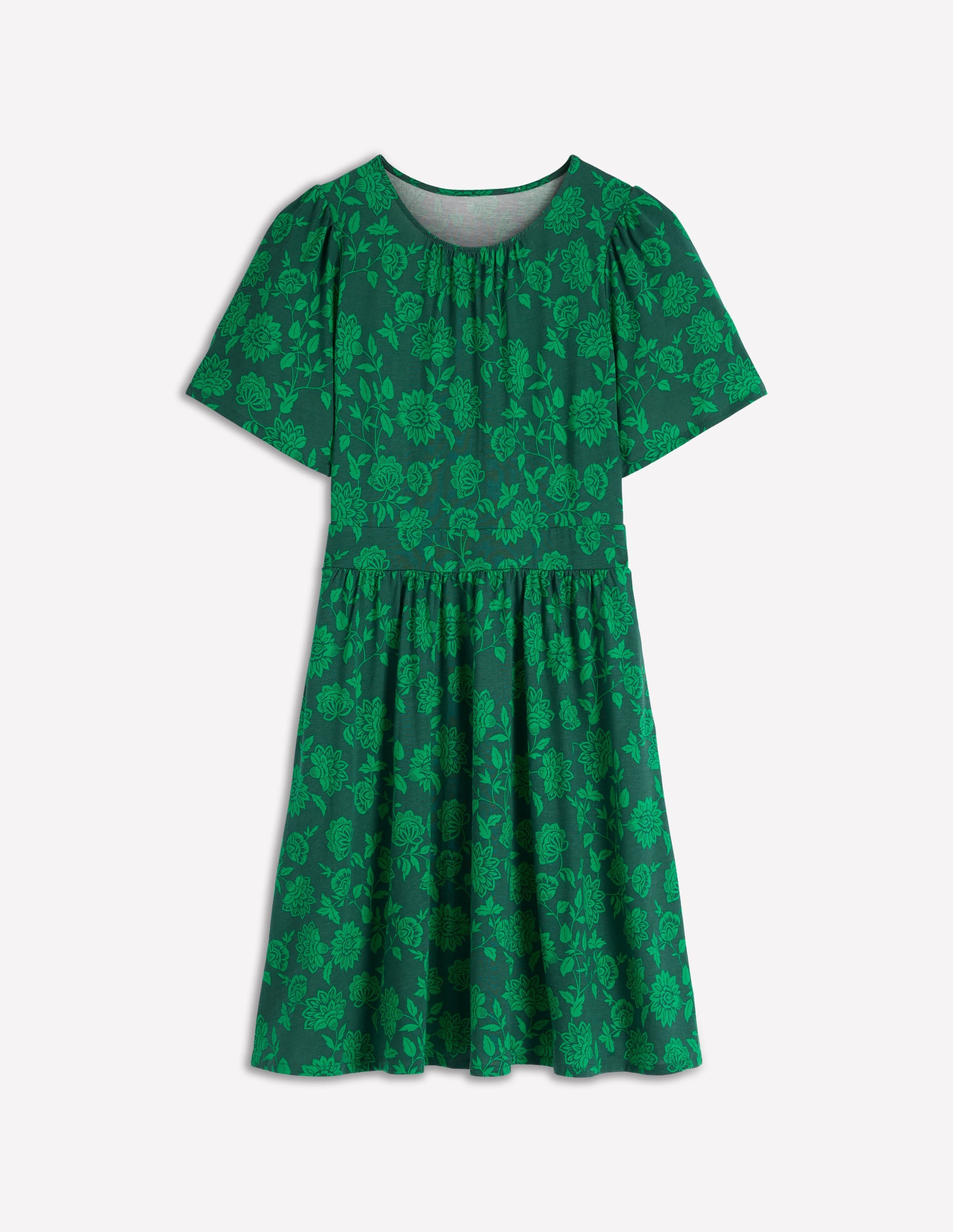 Louisa Short Jersey Dress-Midnight Teal, Floral Frenzy - Image 6