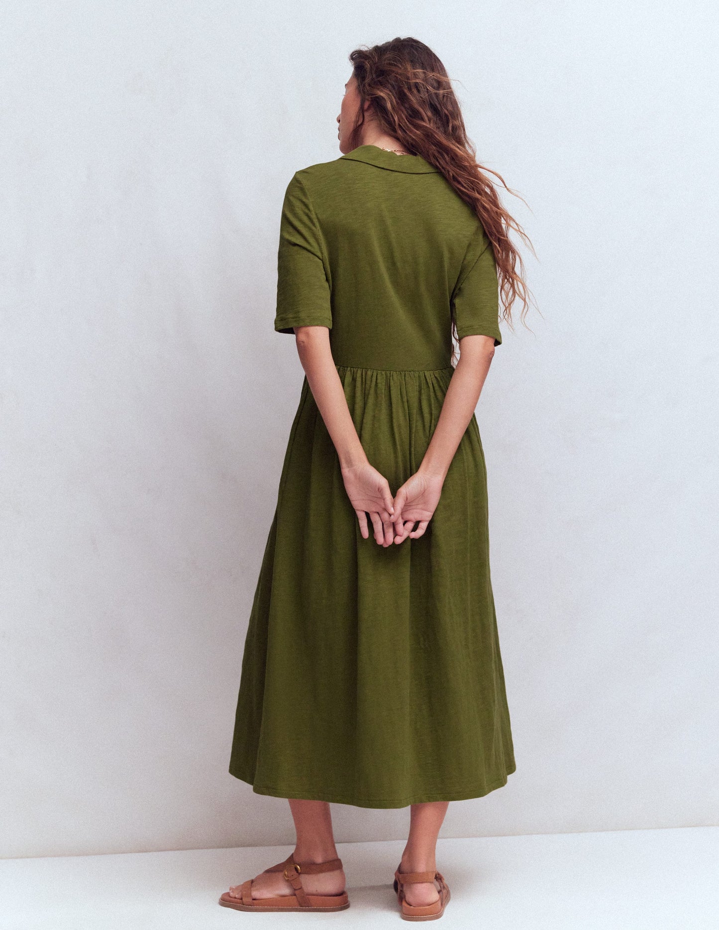 Aria Collared Jersey Dress-Promenade Green