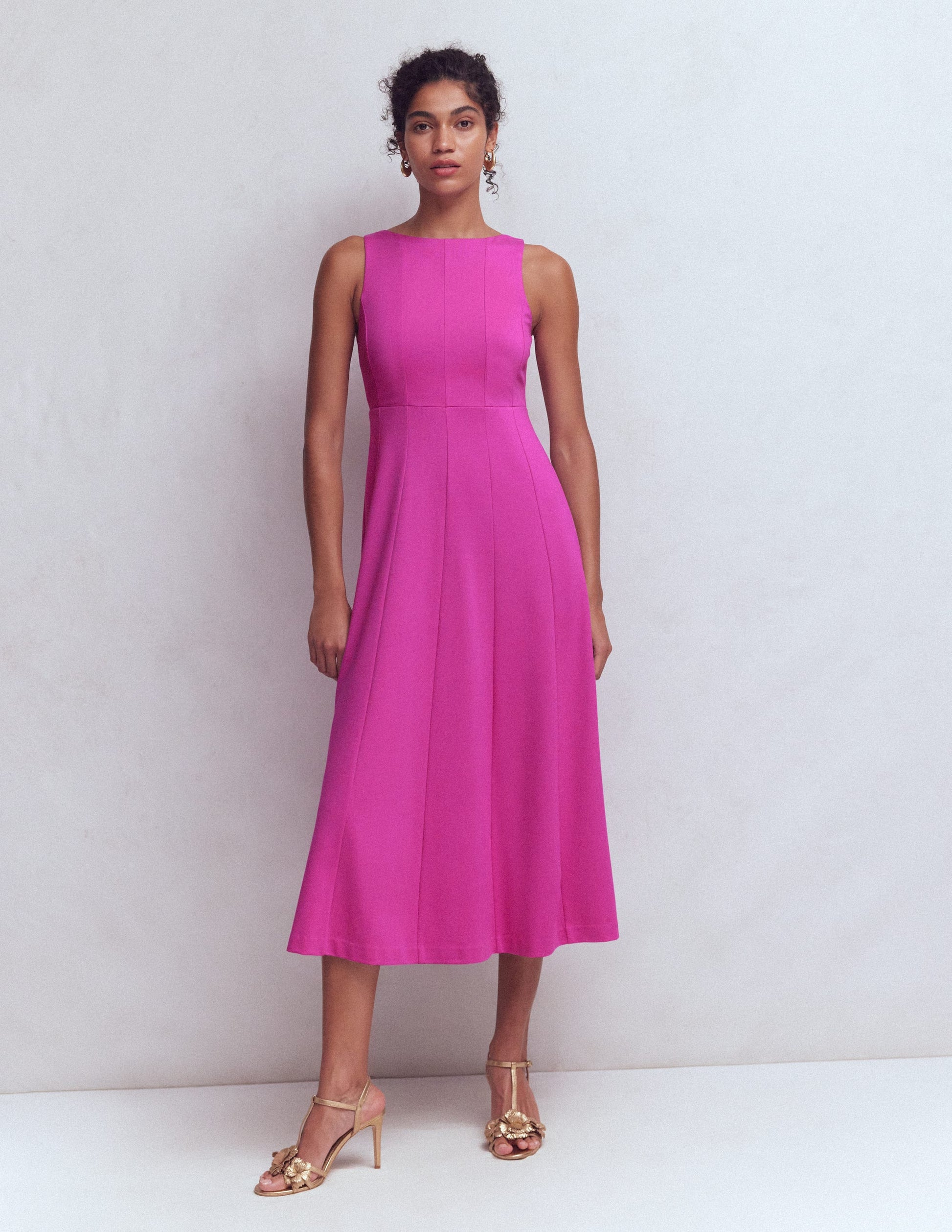 Sleeveless Ponte Midi Dress-Passion Flower-5