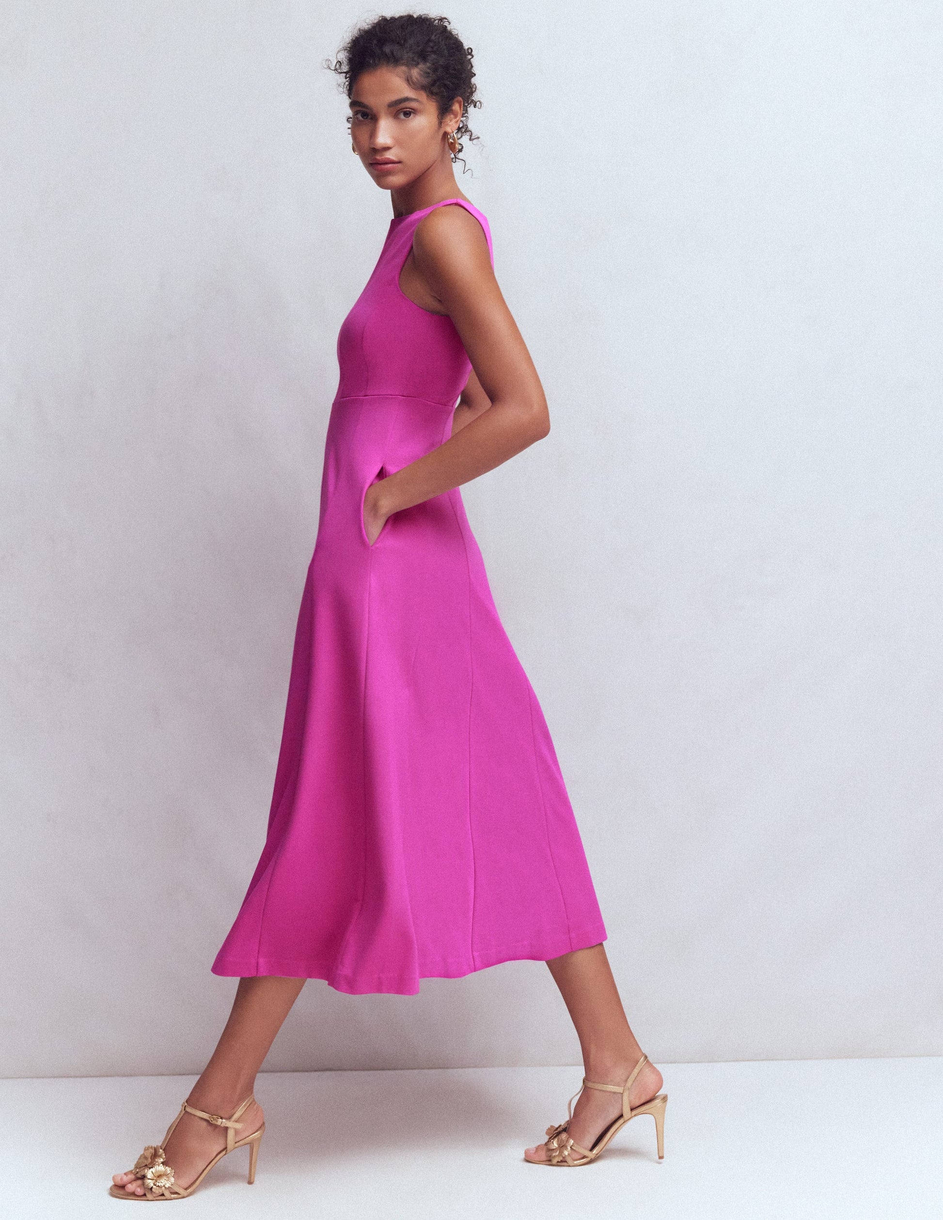 Sleeveless Ponte Midi Dress-Passion Flower-6