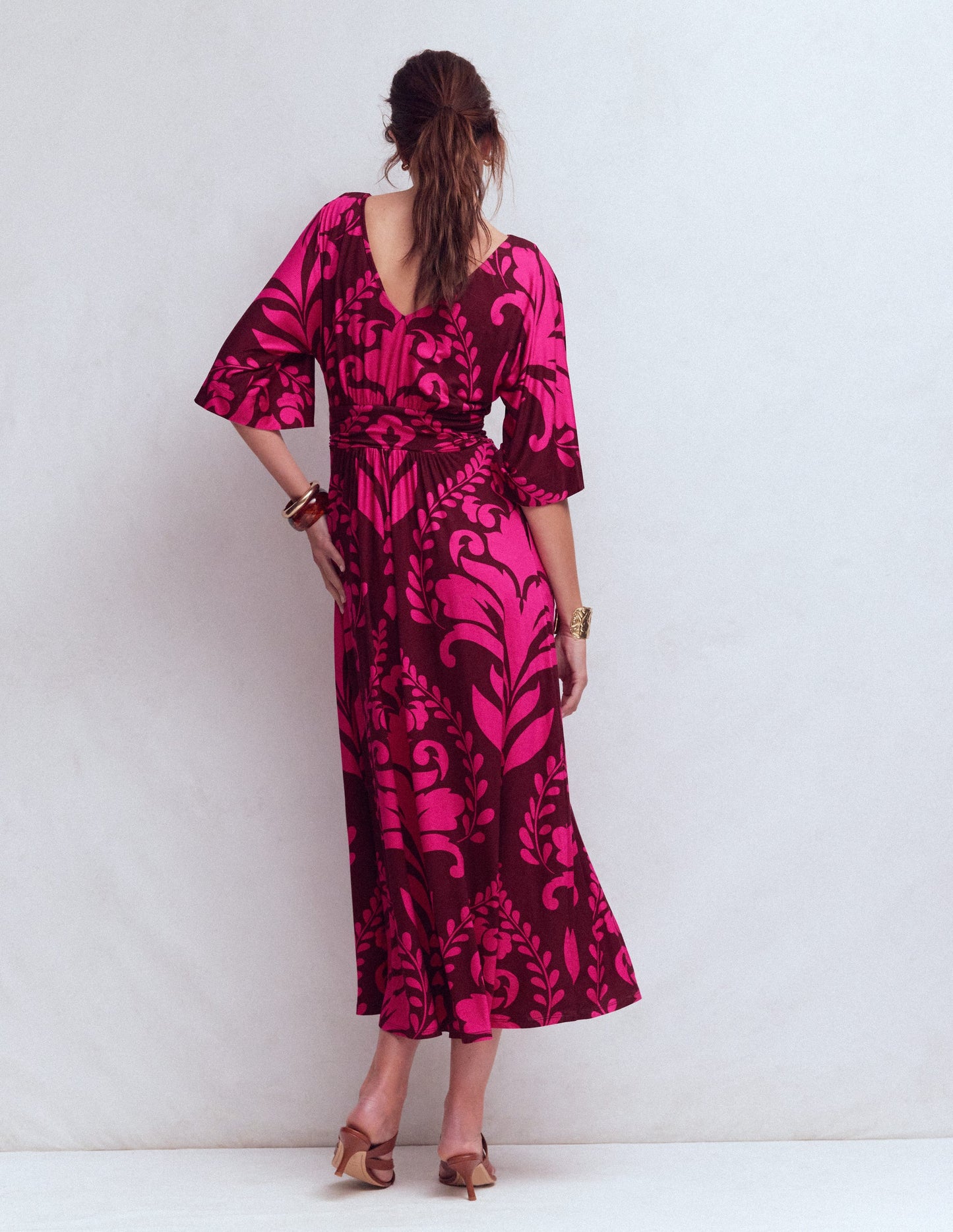 Imelda Kimono Jersey Dress-Pink Peony, Decorative Lattice