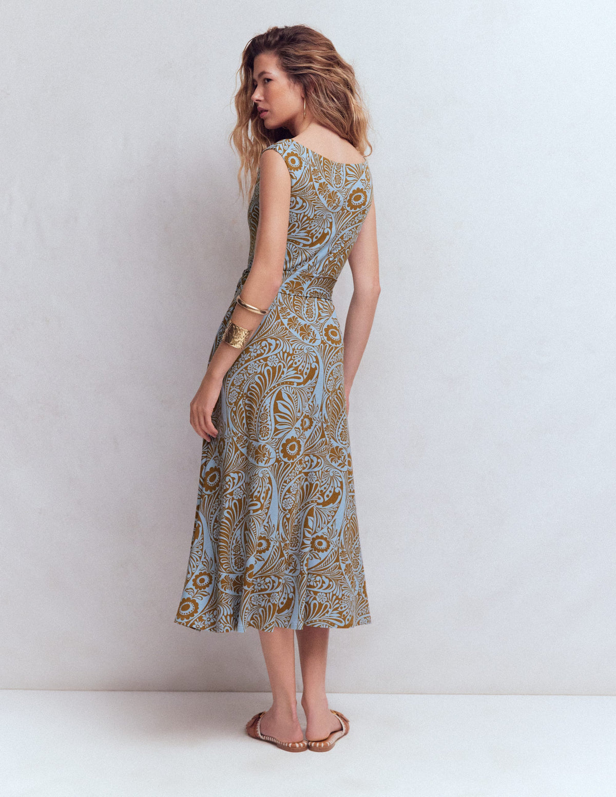 Tamsin Jersey Midi Dress-Blue, Enchanted Paisley - Image 3