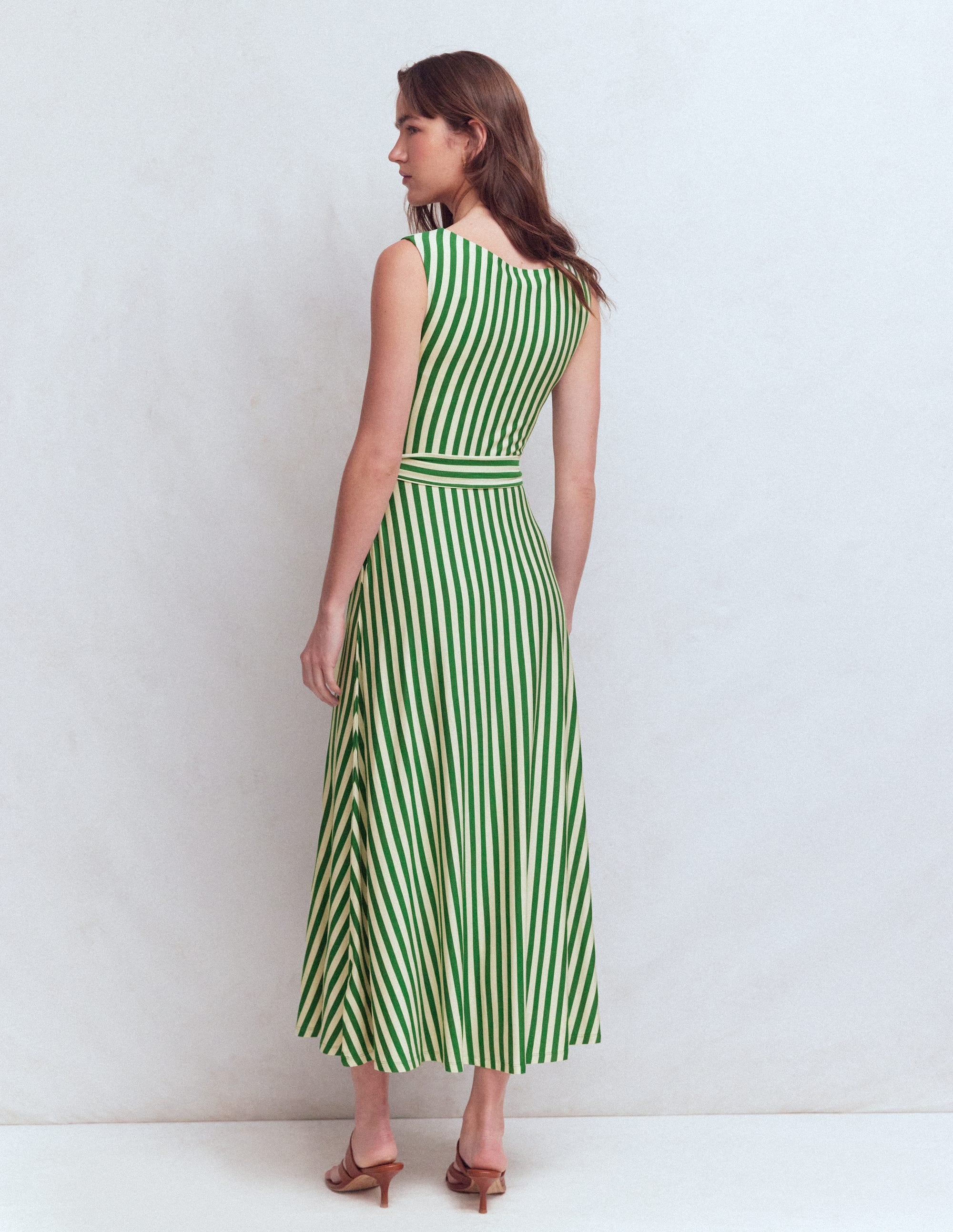 Tamsin Jersey Midi Dress-Fresh Green and Ivory Stripe - Image 3