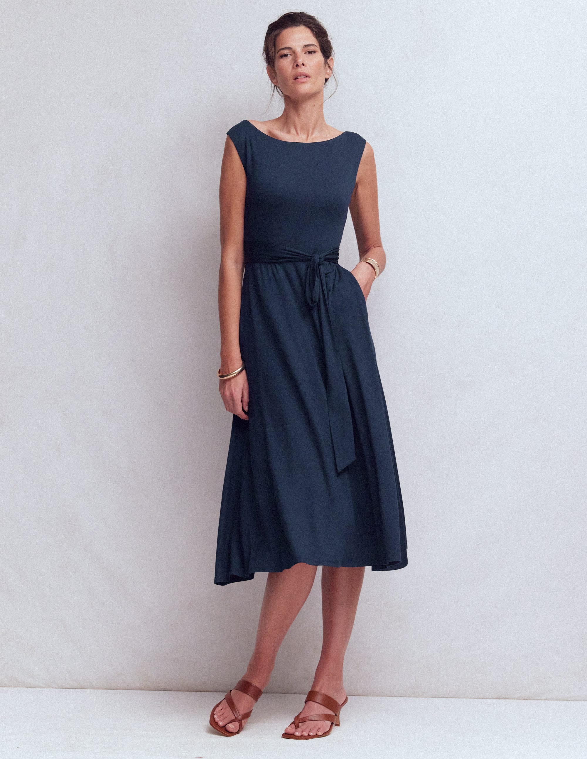 Tamsin Jersey Midi Dress-Navy - Image 4