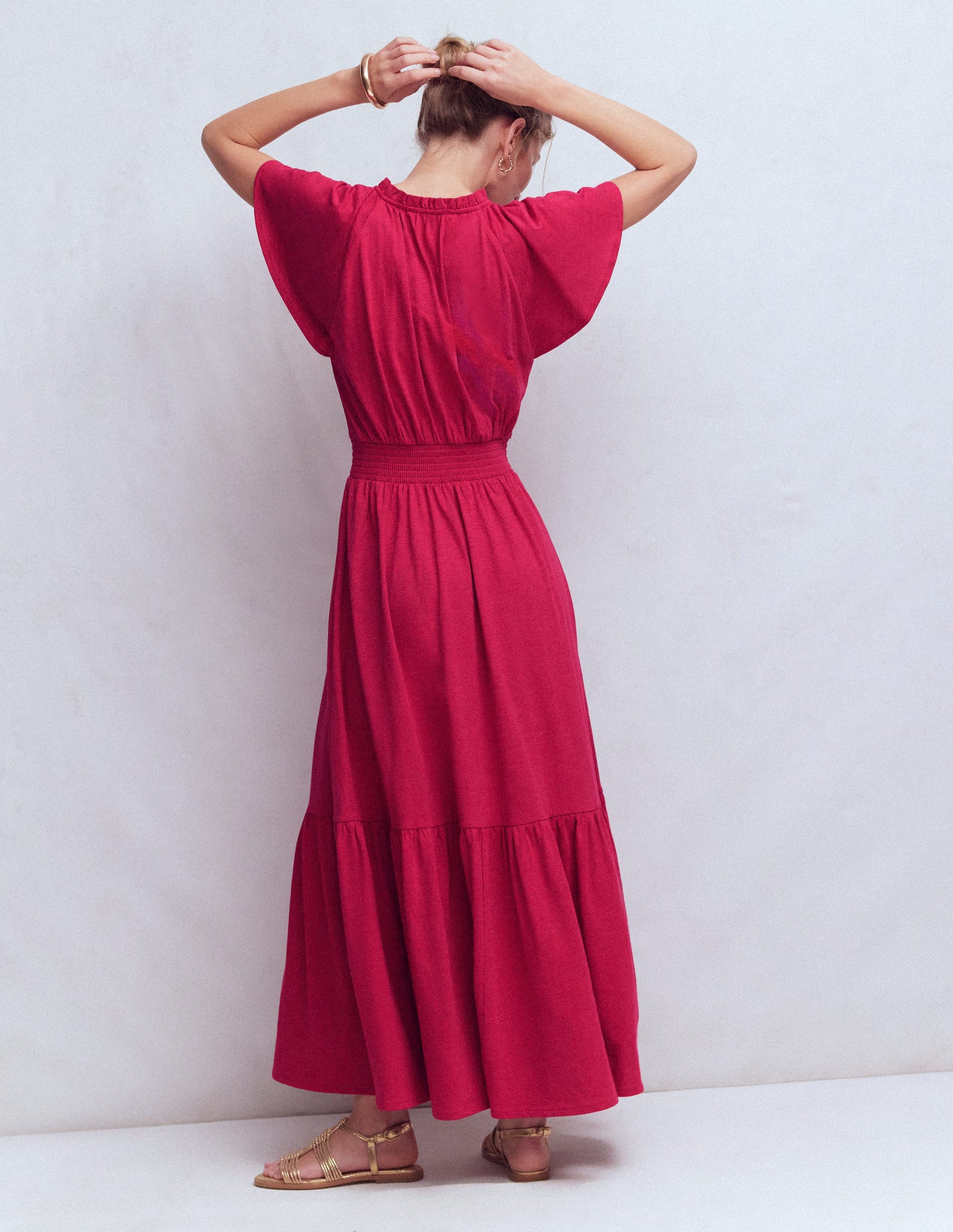 Tala Tiered Jersey Maxi Dress-Pomegranate-3