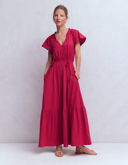 Tala Tiered Jersey Maxi Dress-Pomegranate-4