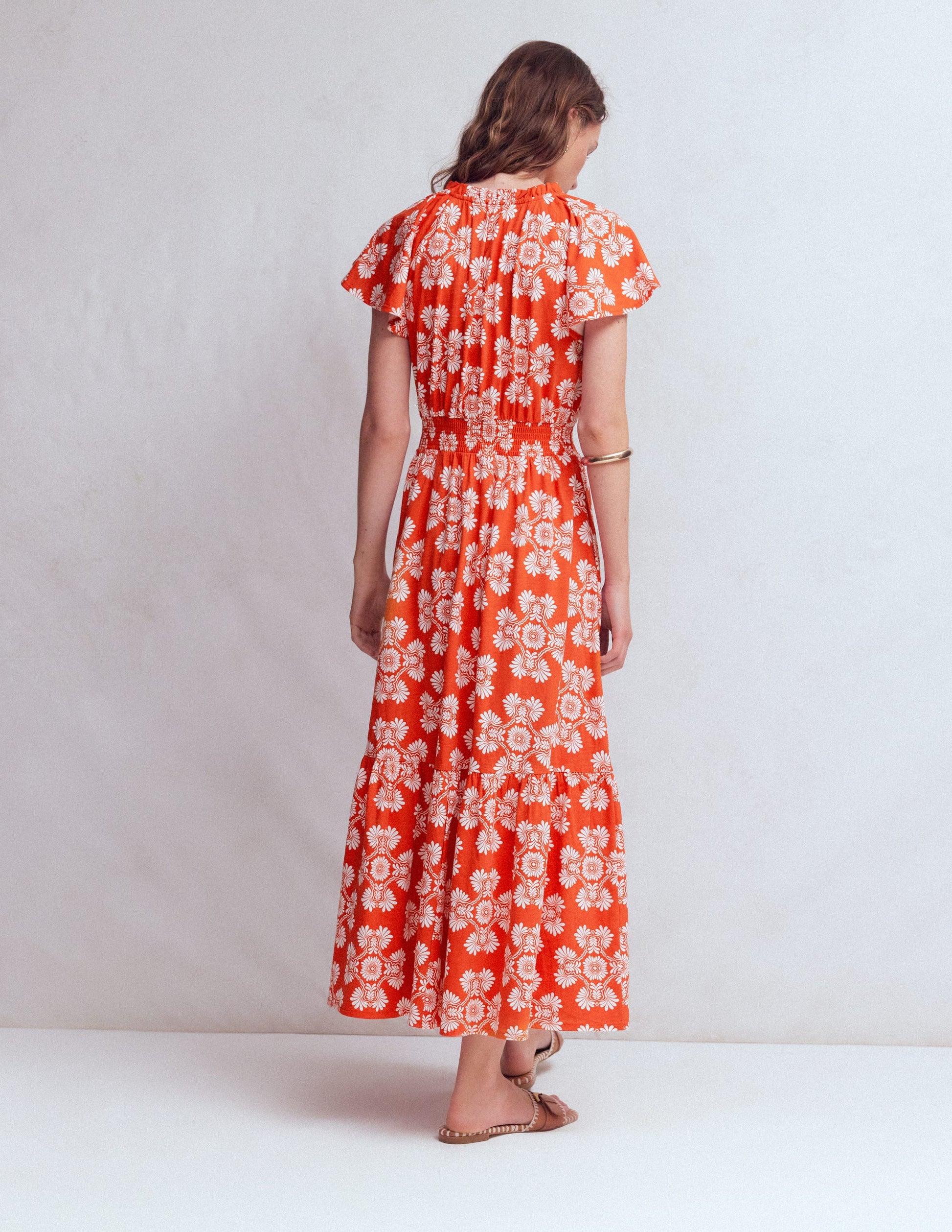 Tala Tiered Jersey Maxi Dress-Blood Orange, Botanical Charm-3