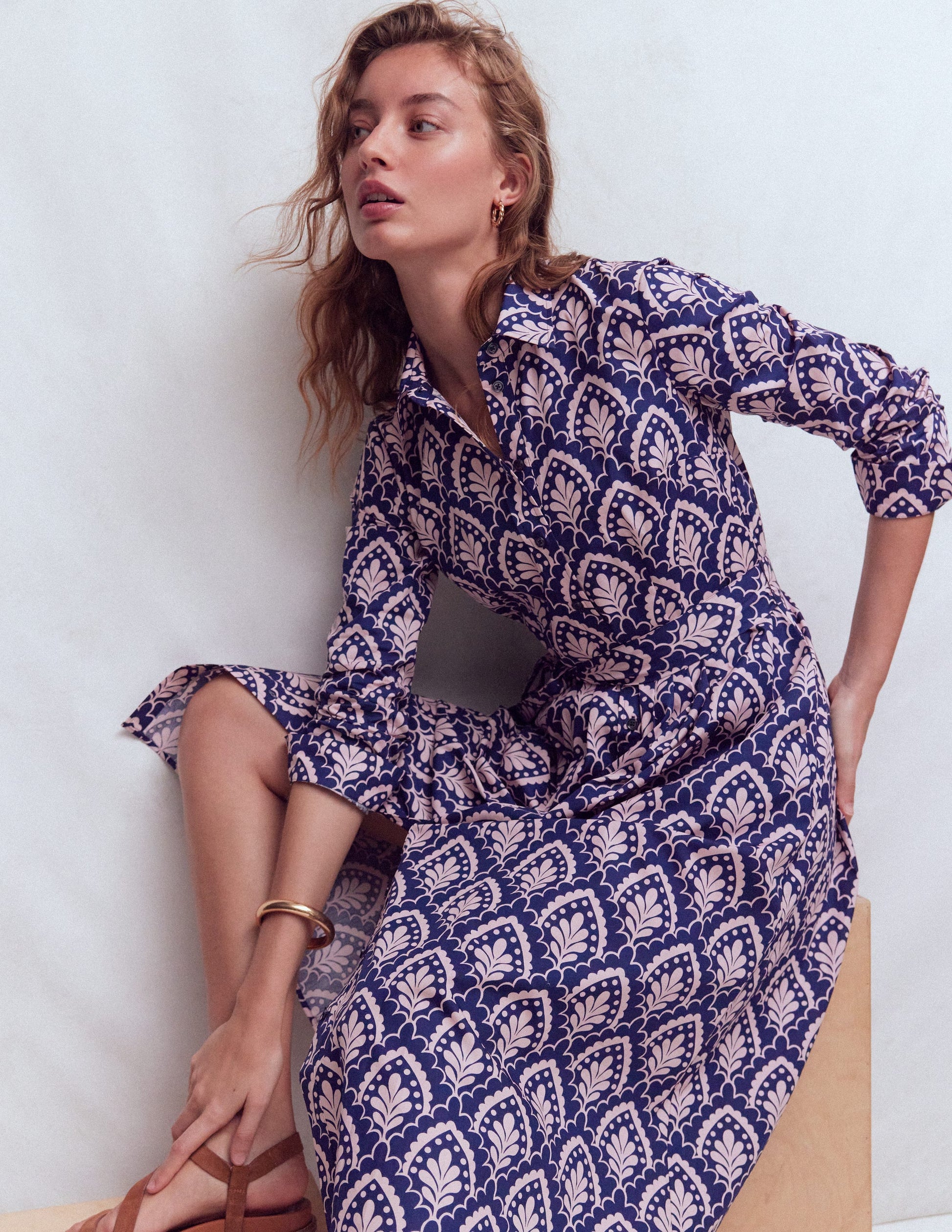 Alexa Long Sleeve Midi Dress-Navy Petal Terrace | Boden Global Alexa Long Sleeve Midi Dress-Navy Petal Terrace | Boden Global