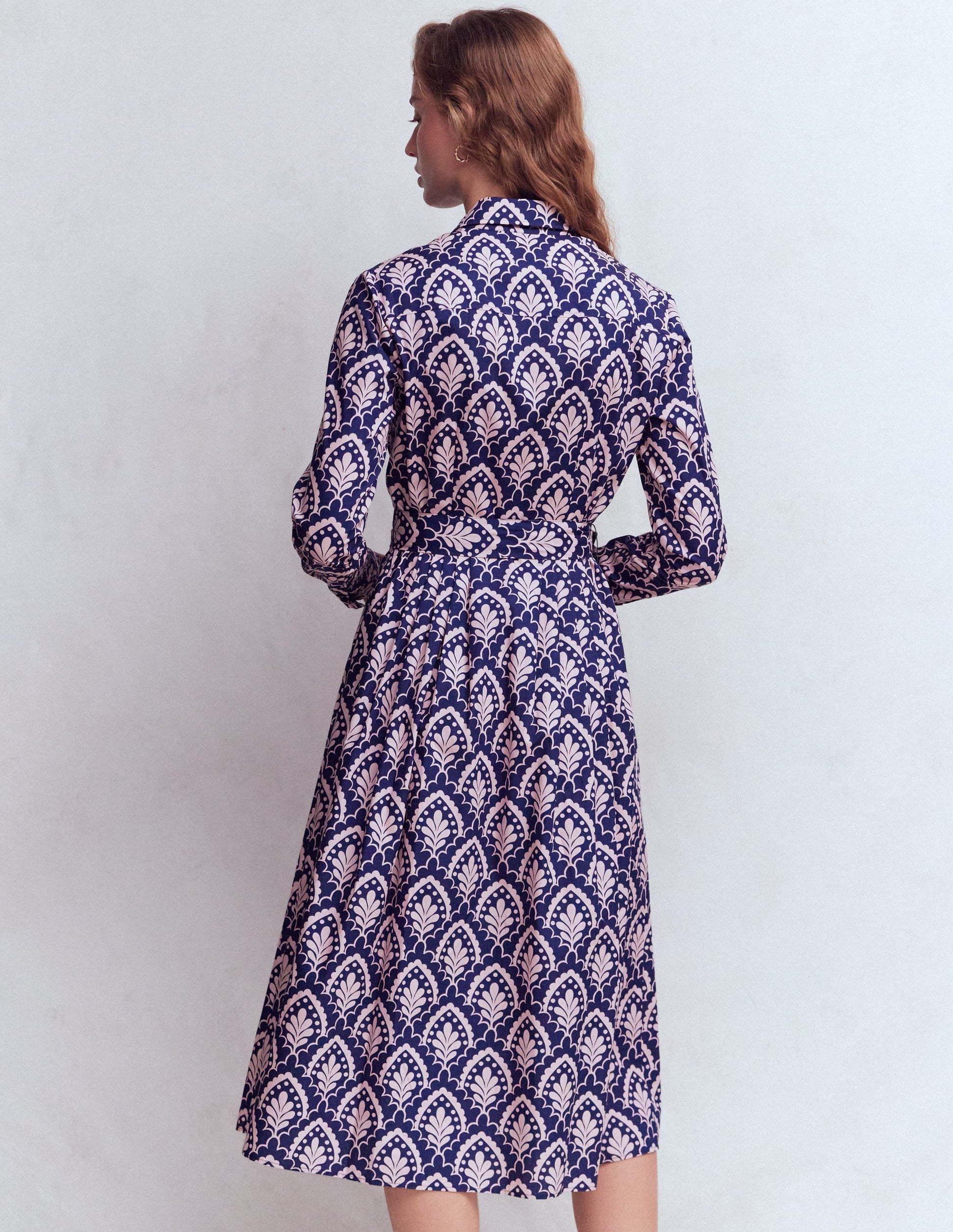 Alexa Long Sleeve Midi Dress-Navy Petal Terrace-3