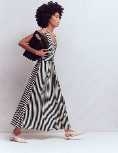 Elodie Jersey Maxi Dress-Navy and Ivory Stripe-4