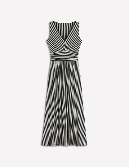 Elodie Jersey Maxi Dress-Navy and Ivory Stripe-5