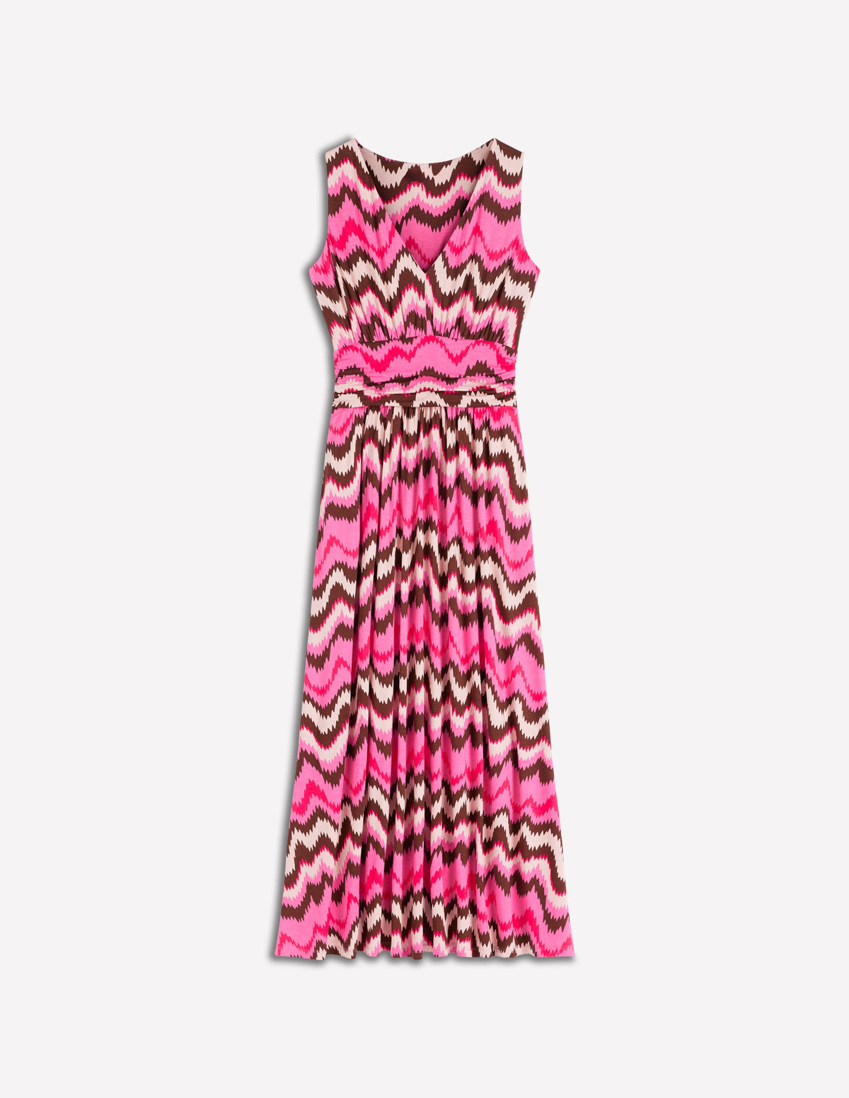 Elodie Jersey Maxi Dress-Pink Punch, Zig Zag Wave - Image 7