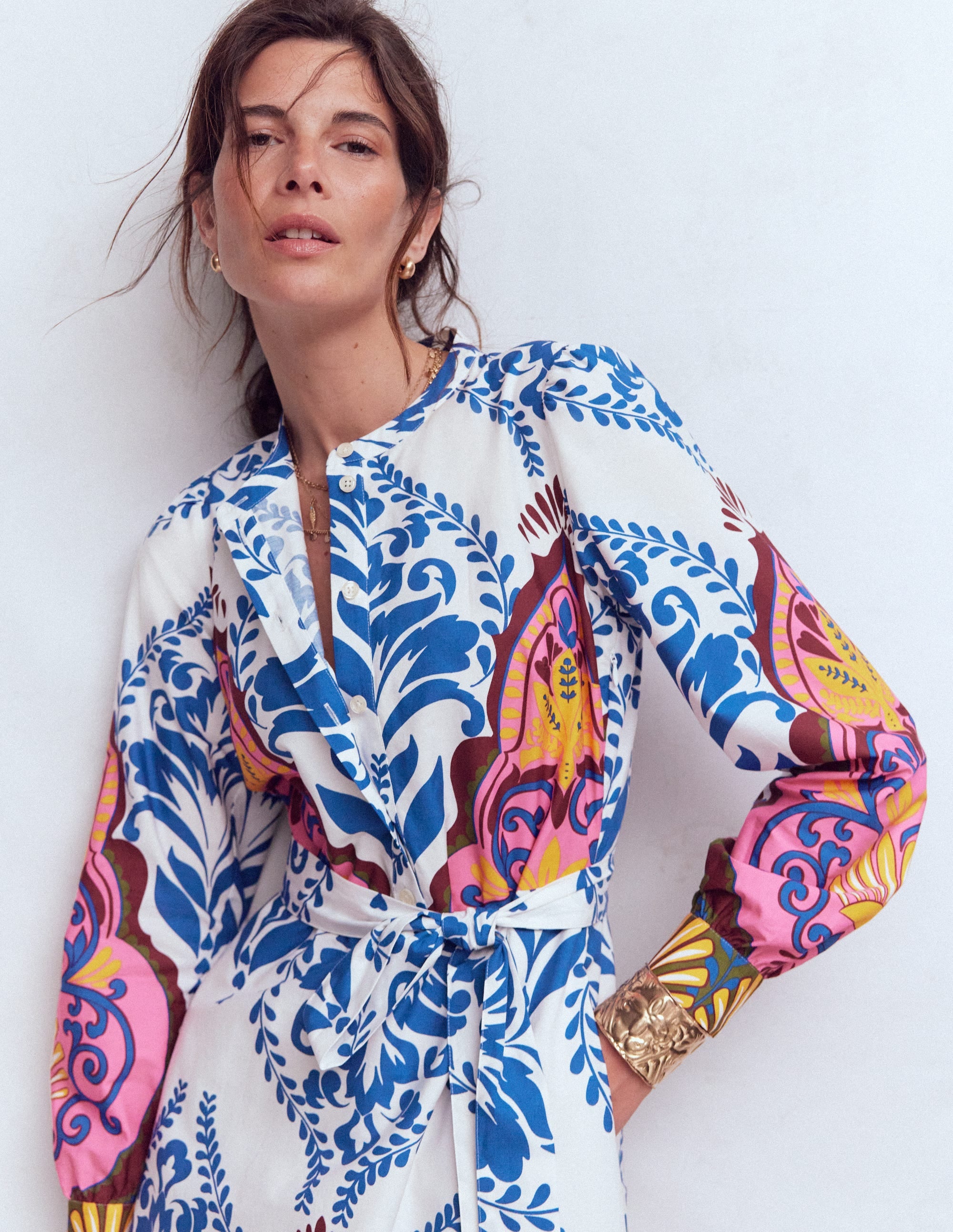 Ava Cotton Midi Dress-Multi, Ornamental Garden - Image 4
