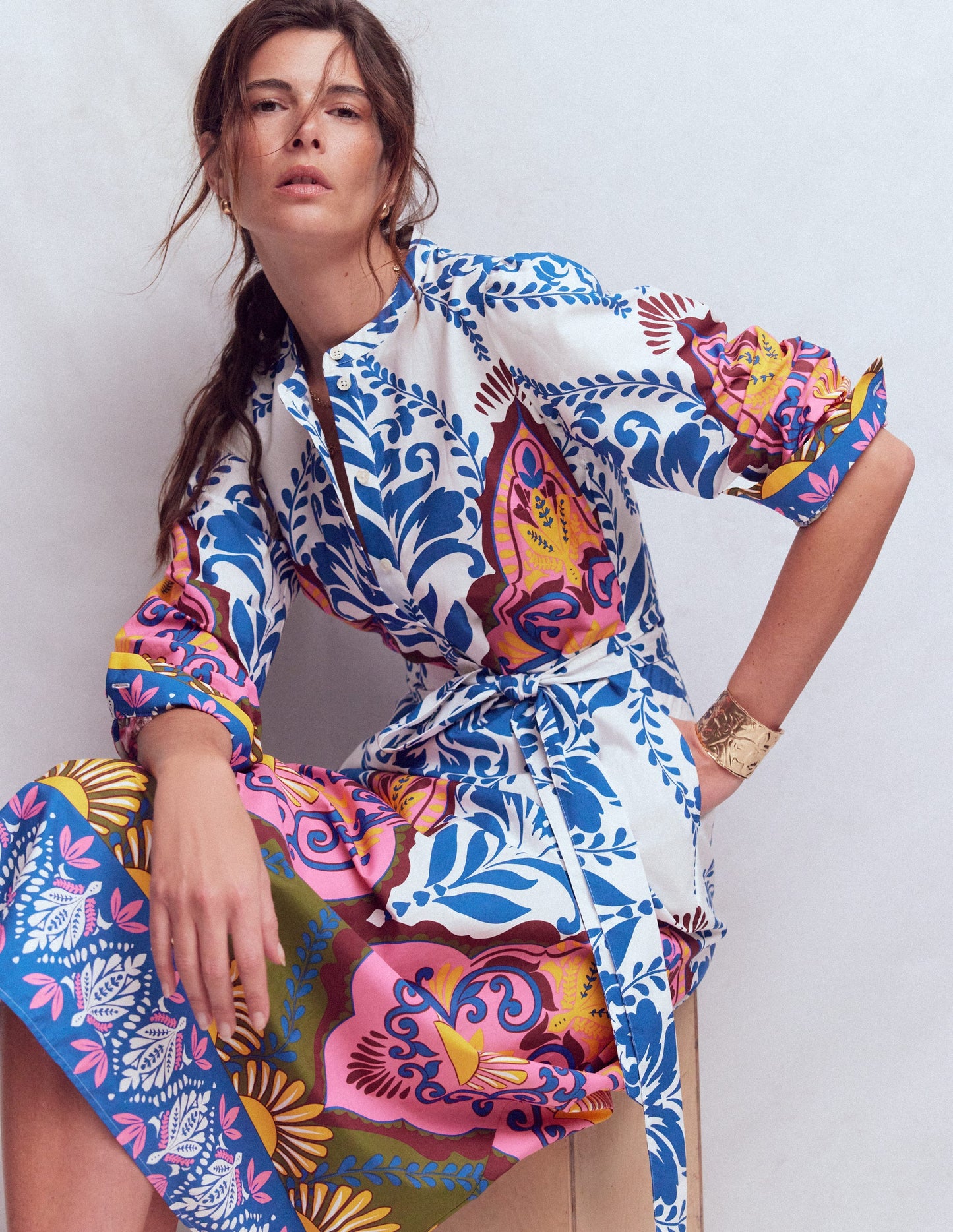 Ava Cotton Midi Dress-Multi, Ornamental Garden