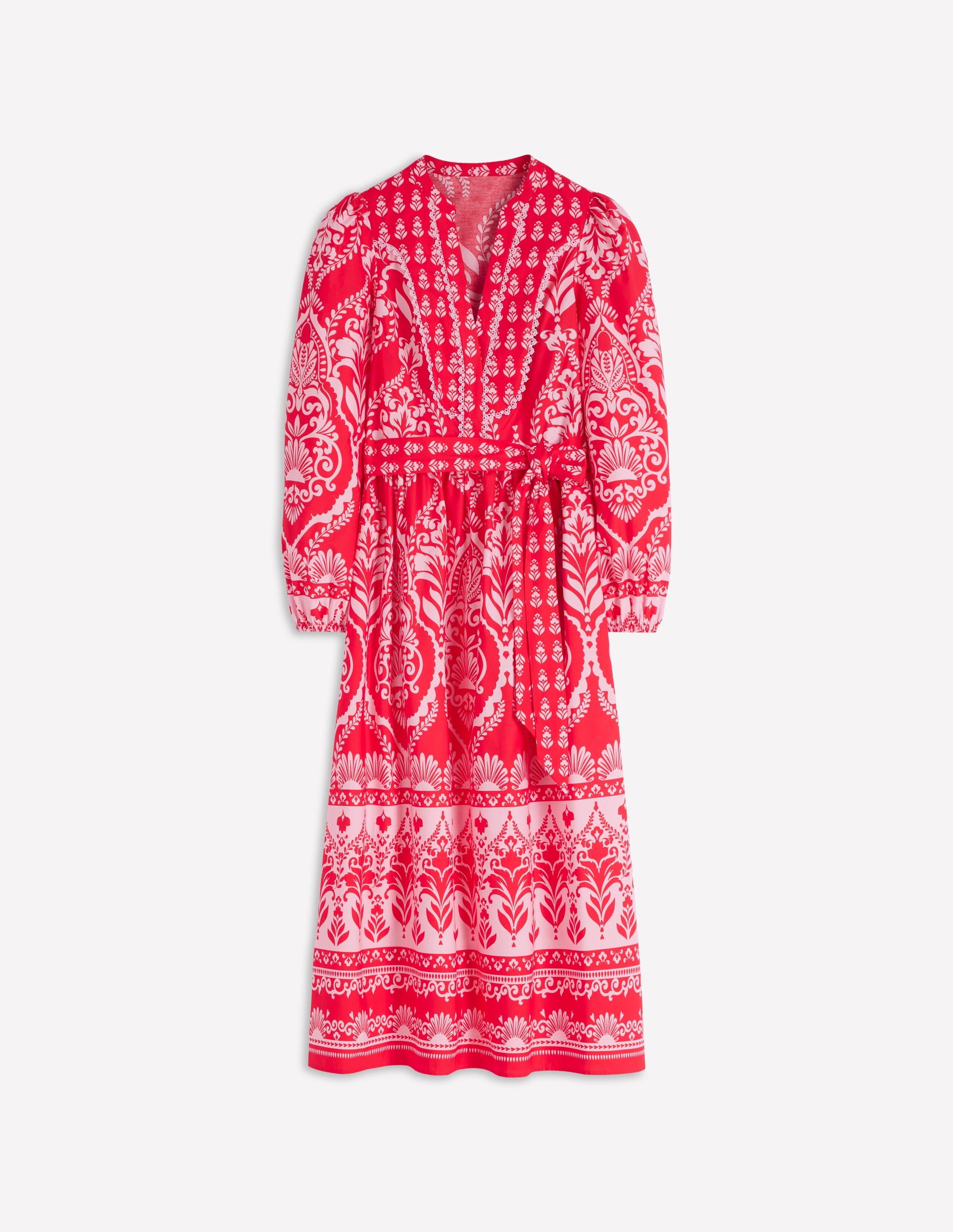 Cary Cotton Midi Dress-Red Ornamental Garden Mono - Image 6
